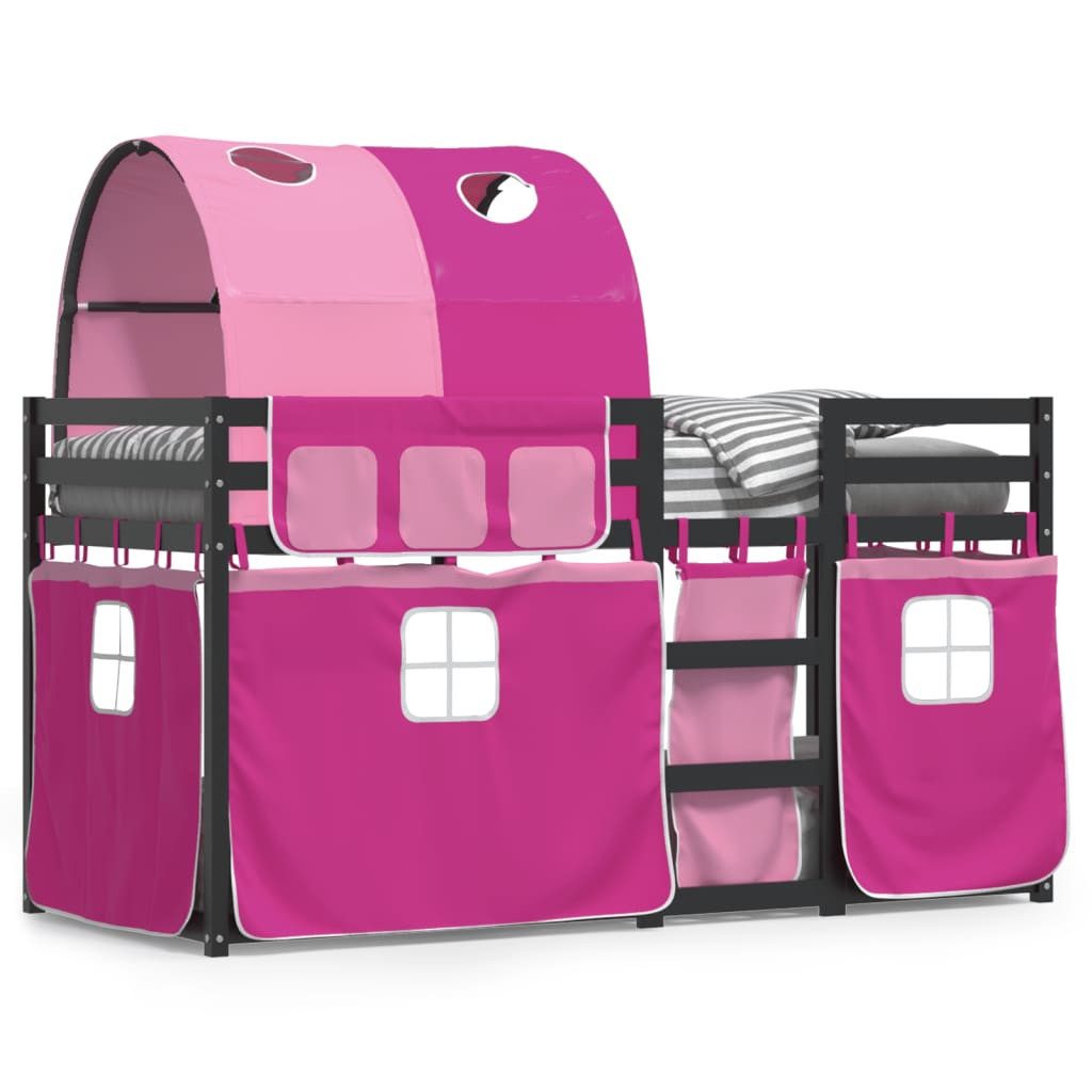 vidaXL Bett Etagenbett mit Vorhängen Rosa günstig online kaufen