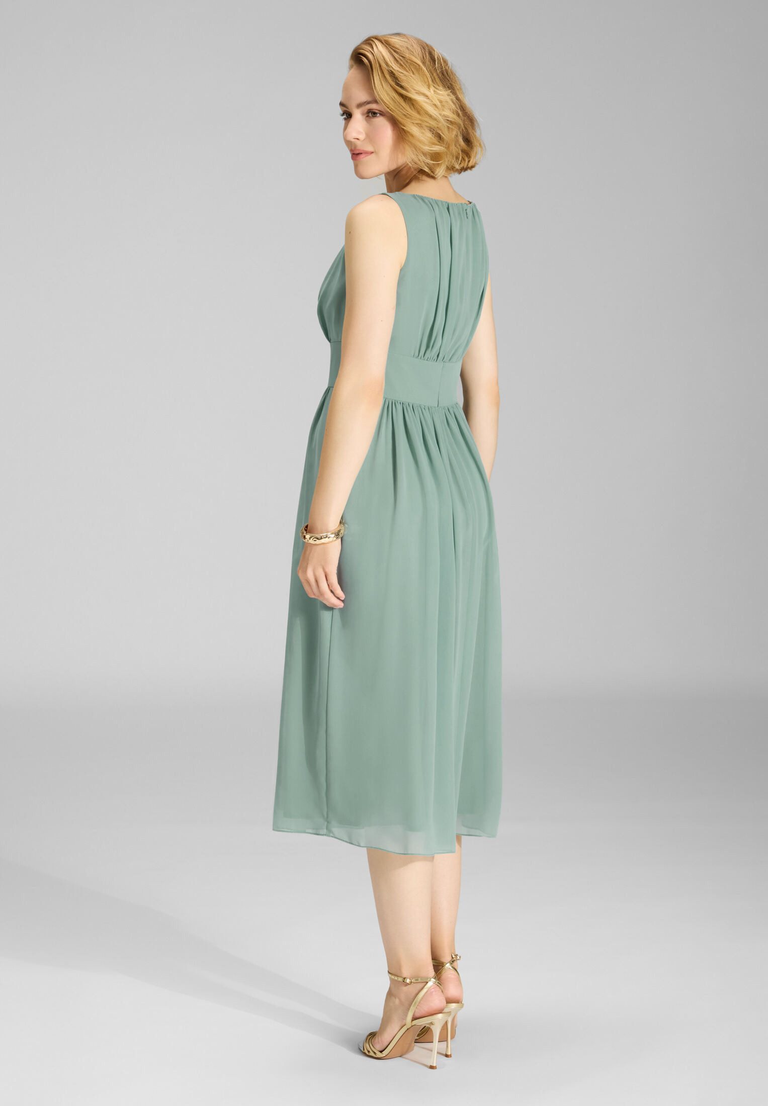 SWING Cocktailkleid - Chiffonkleid mit Taillenpasse Taillierter Schnitt mit fließendem Rockteil