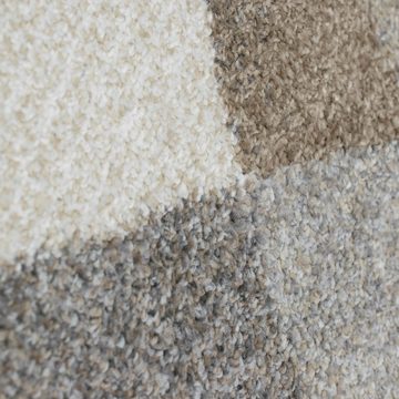 Teppich Modern abstrakter Wellen-Karo Designerteppich in beige anthrazit, Carpetia, rechteckig, Höhe: 9 mm