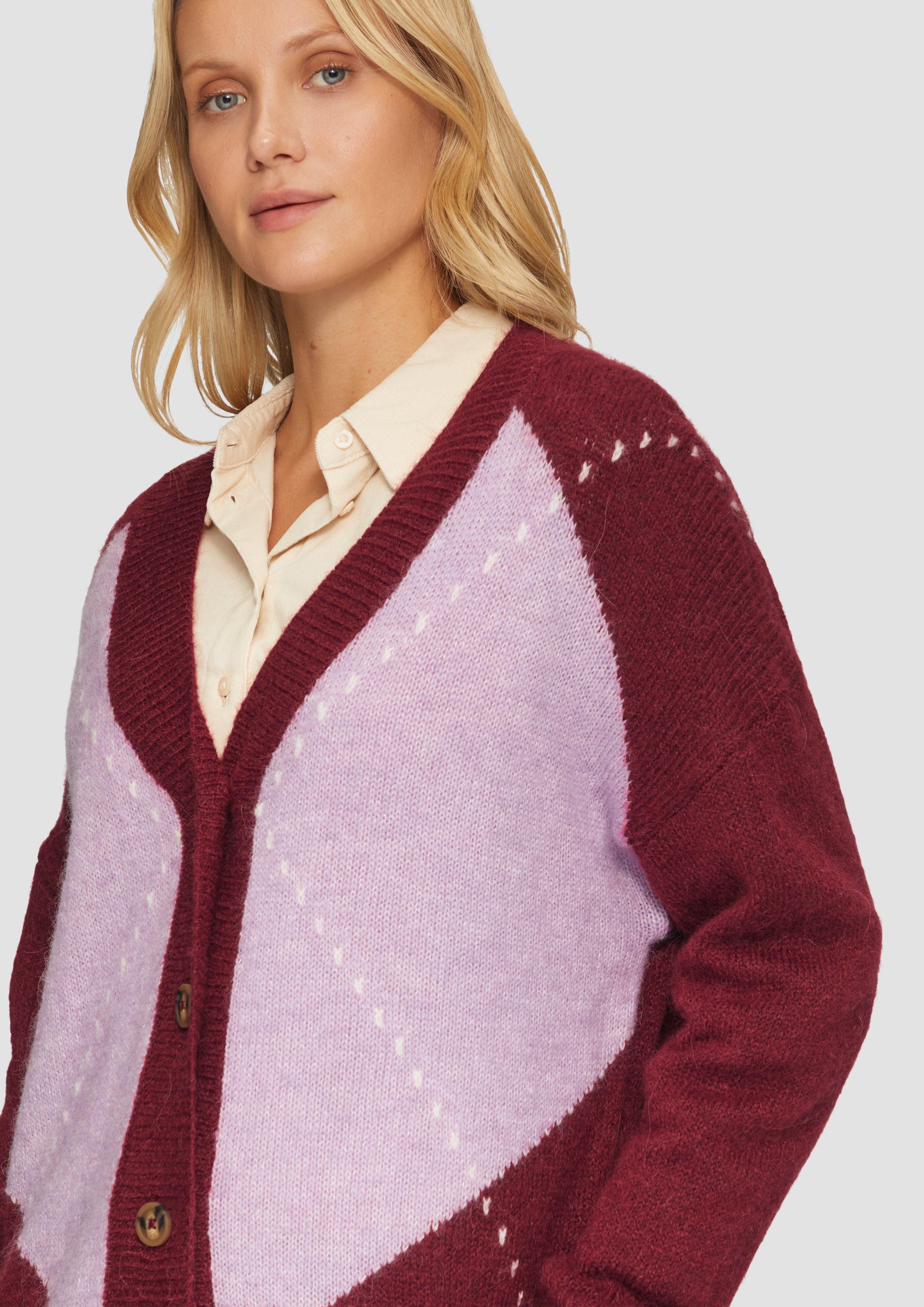 s.Oliver Strickjacke Oversized Wollmix-Strickjacke mit Argyle-Muster günstig online kaufen