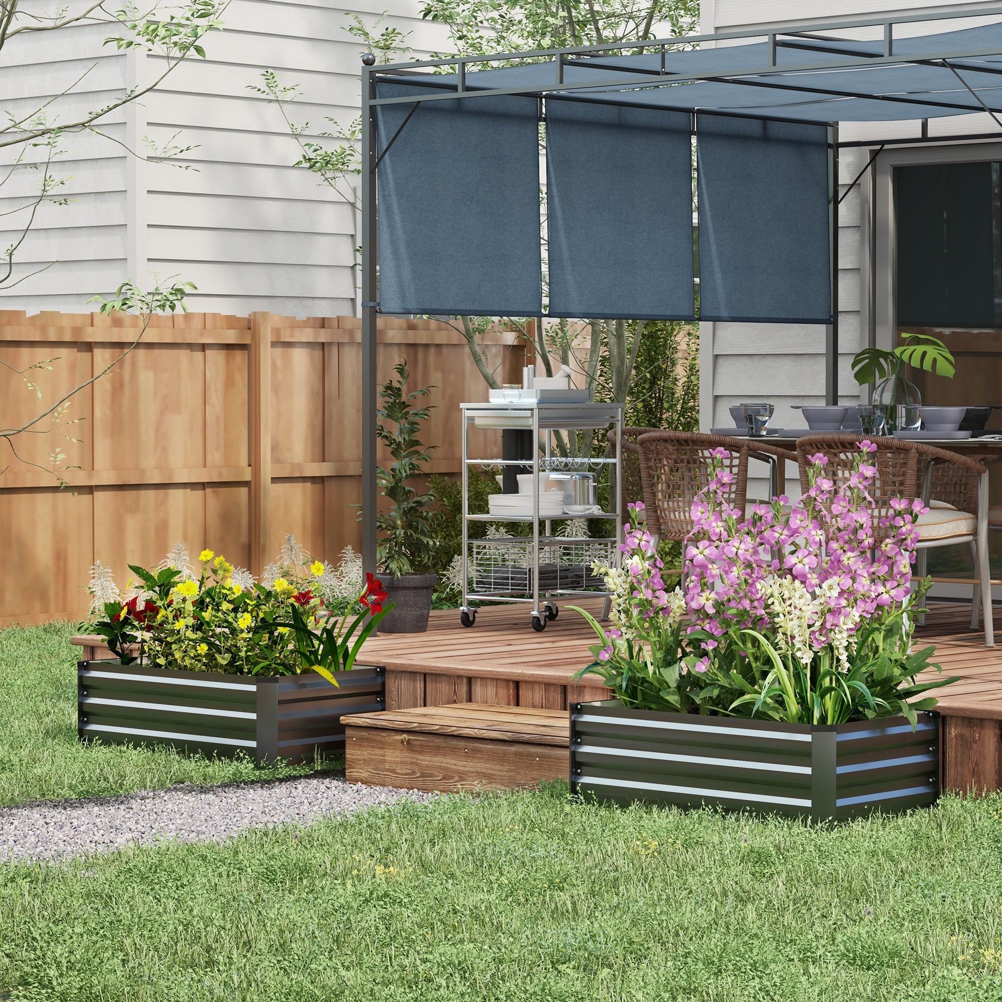 Outsunny Hochbeet 2er-Set Pflanzkasten, Blumenkasten (Pflanzkübel, günstig online kaufen
