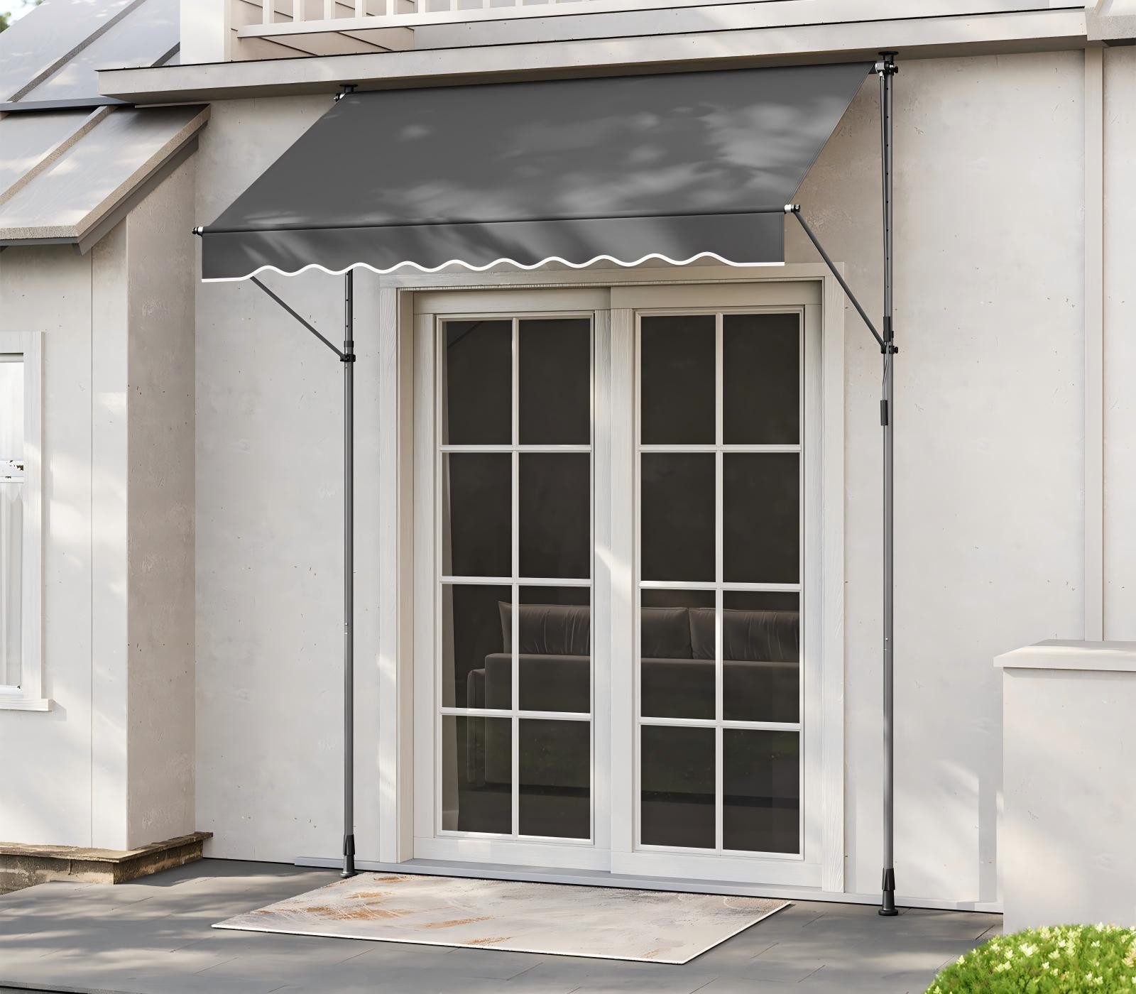 SONGMICS Klemmmarkise Balkonmarkise, höhenverstellbar, mit Handkurbel