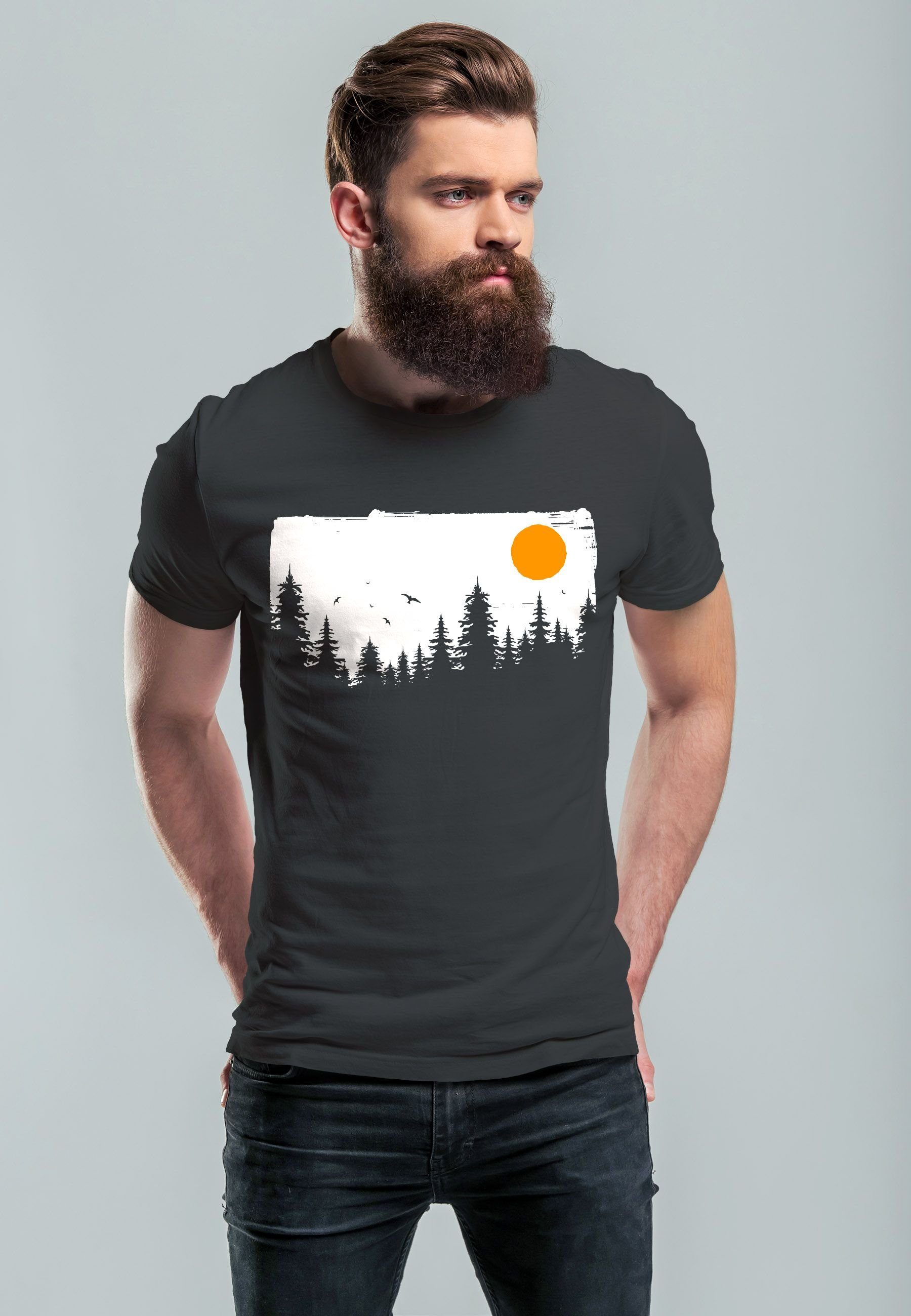 Neverless Print-Shirt Herren T-Shirt Wald Bäume günstig online kaufen