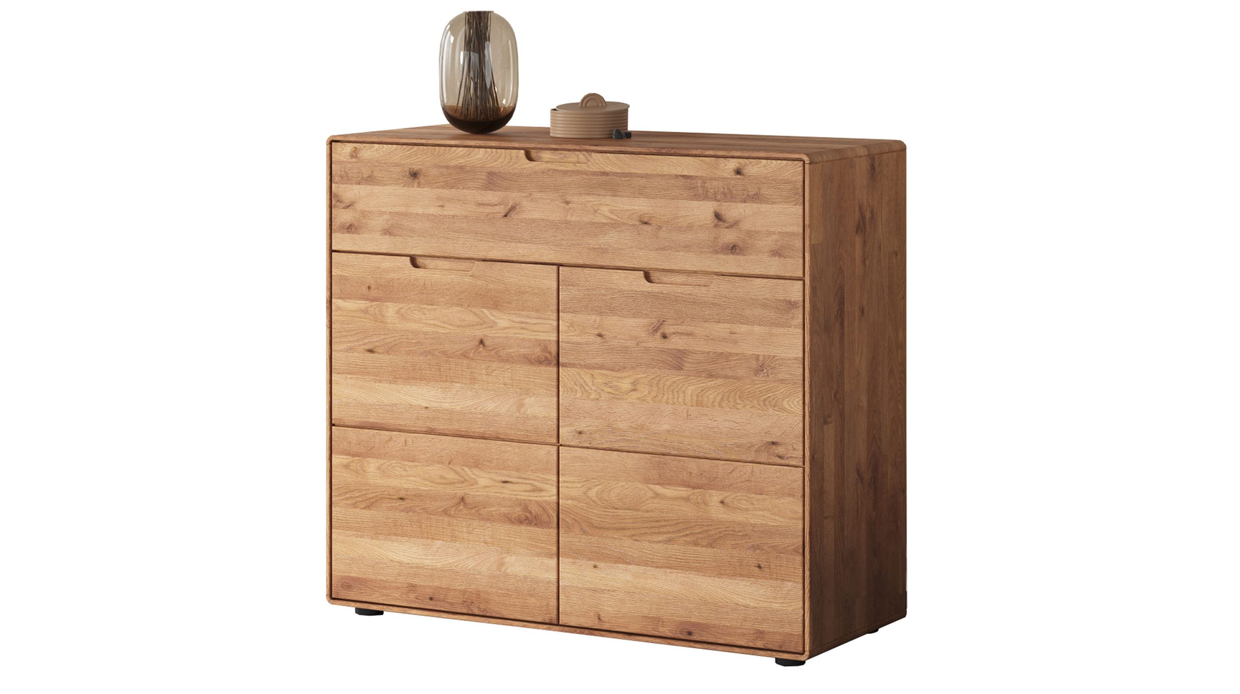 Massivart® Kommode LUCAS 100 cm / Massivholz Wildeiche geölt / Soft-Close-Funktion, 2 Türen / 1 Schublade / 1 Einlegeboden