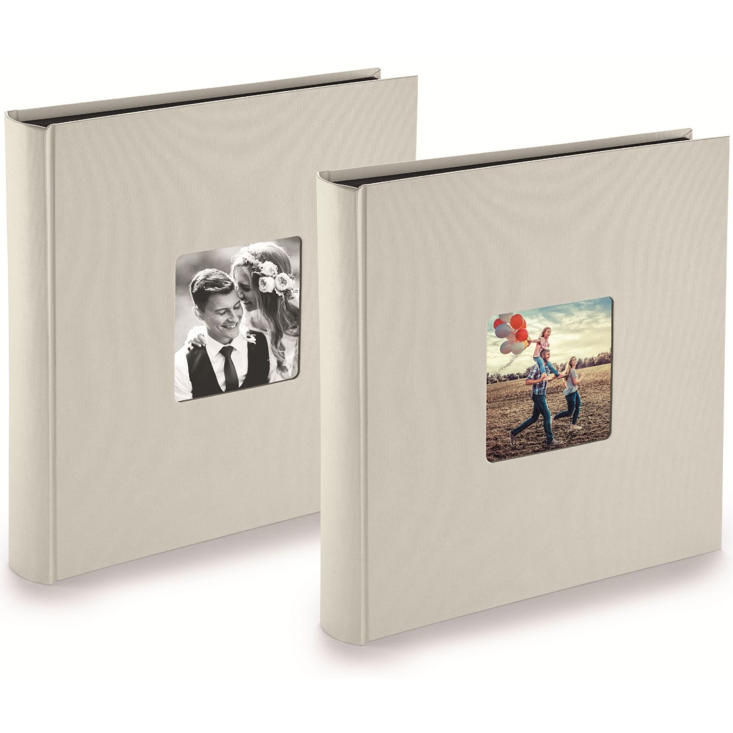 Pazzimo Fotoalbum Doppelpack Jumbo Foto-Album Foto-Buch Kreide, 2x Stück Set 100 Seiten 400 Bilder 10x15cm Buch-Format Fotos Einkleben