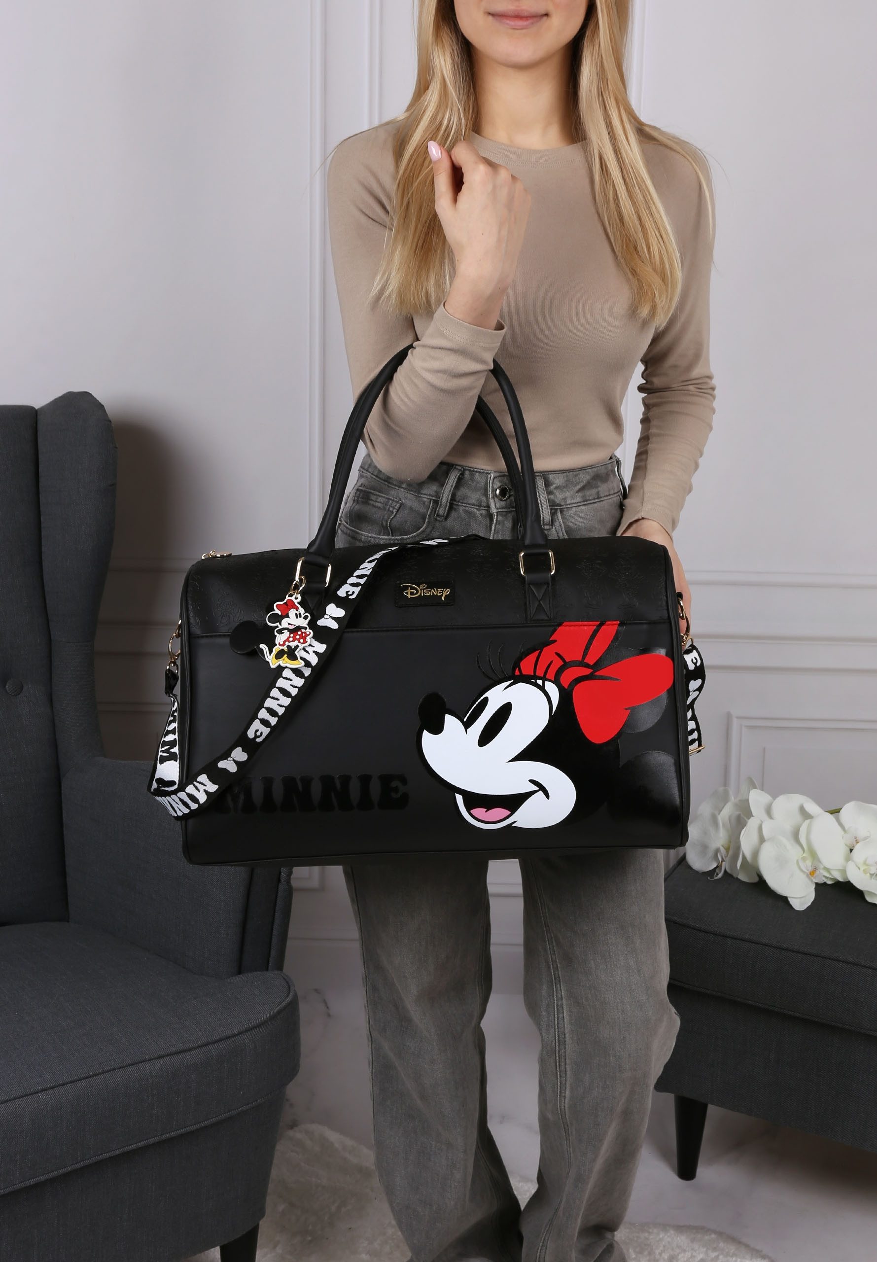 Disney Reisetasche Disney Minnie Maus Schwarze Reisetasche, Sporttasche 45x17x28cm