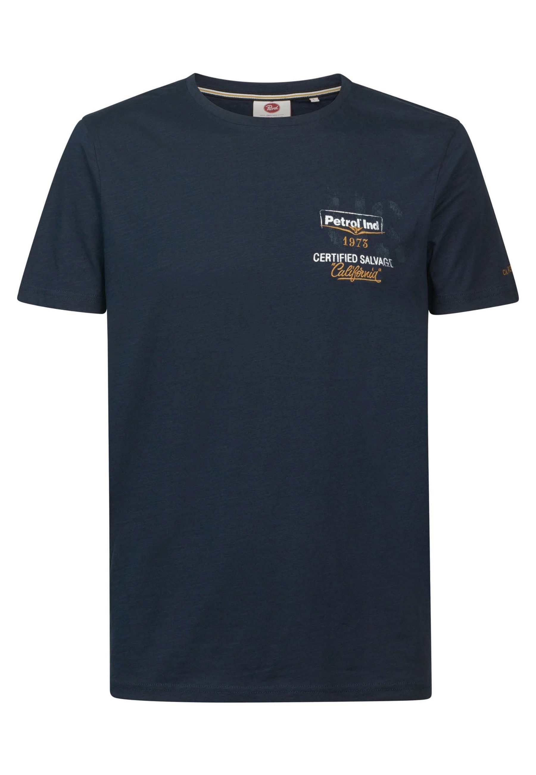 Petrol Industries T-Shirt T-Shirt Classic Print Kurzarmshirt dunkelblau