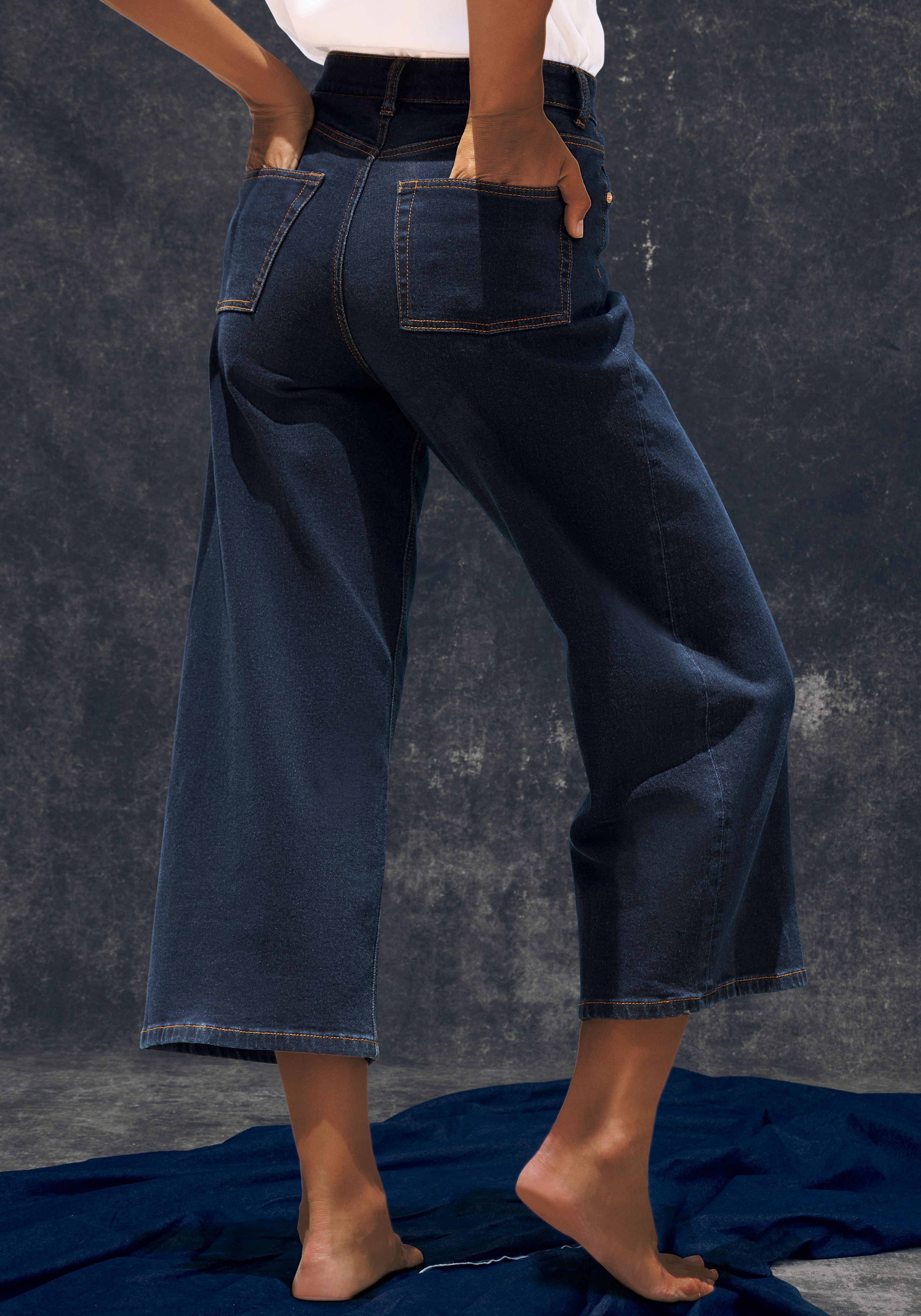 LASCANA 7/8-Jeans in modischer Culotte-Form aus Baumwoll-Denim, Straight-Leg, Sommerhose