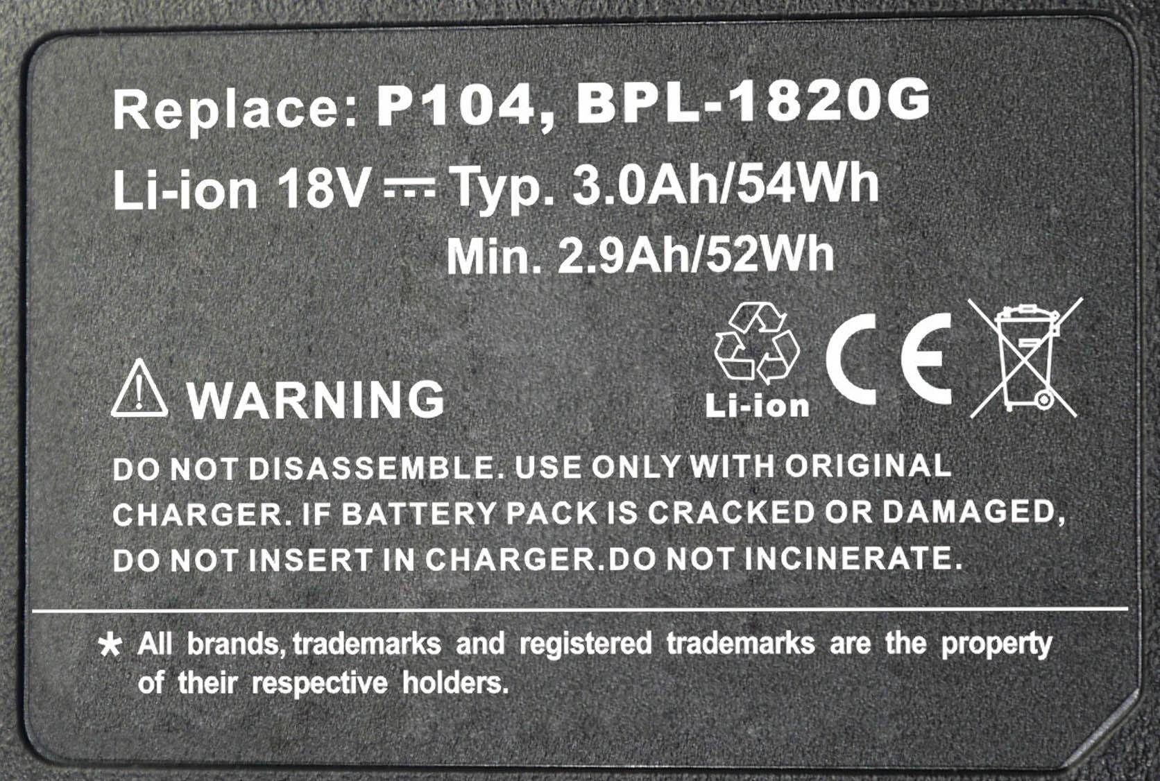 PowerSmart Akku Li-ion 18 CFA-180M CDC-181M, CDA1802M, mAh CDI-1803M, CDI-1803, CDA18022B, RYOBI CDI-1802M, V CDI-1802, für 3000