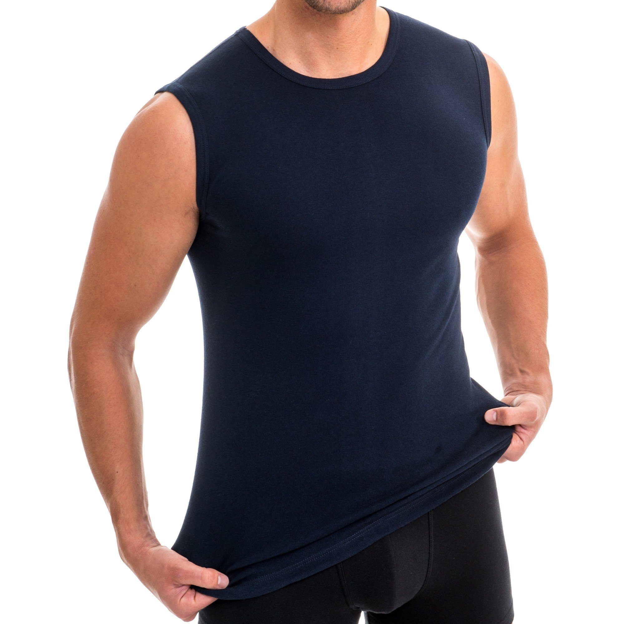 HERMKO Achseltop 3040 Herren Muskelshirt aus 100% Biobaumwolle, Unterhemd Vest Rundhals