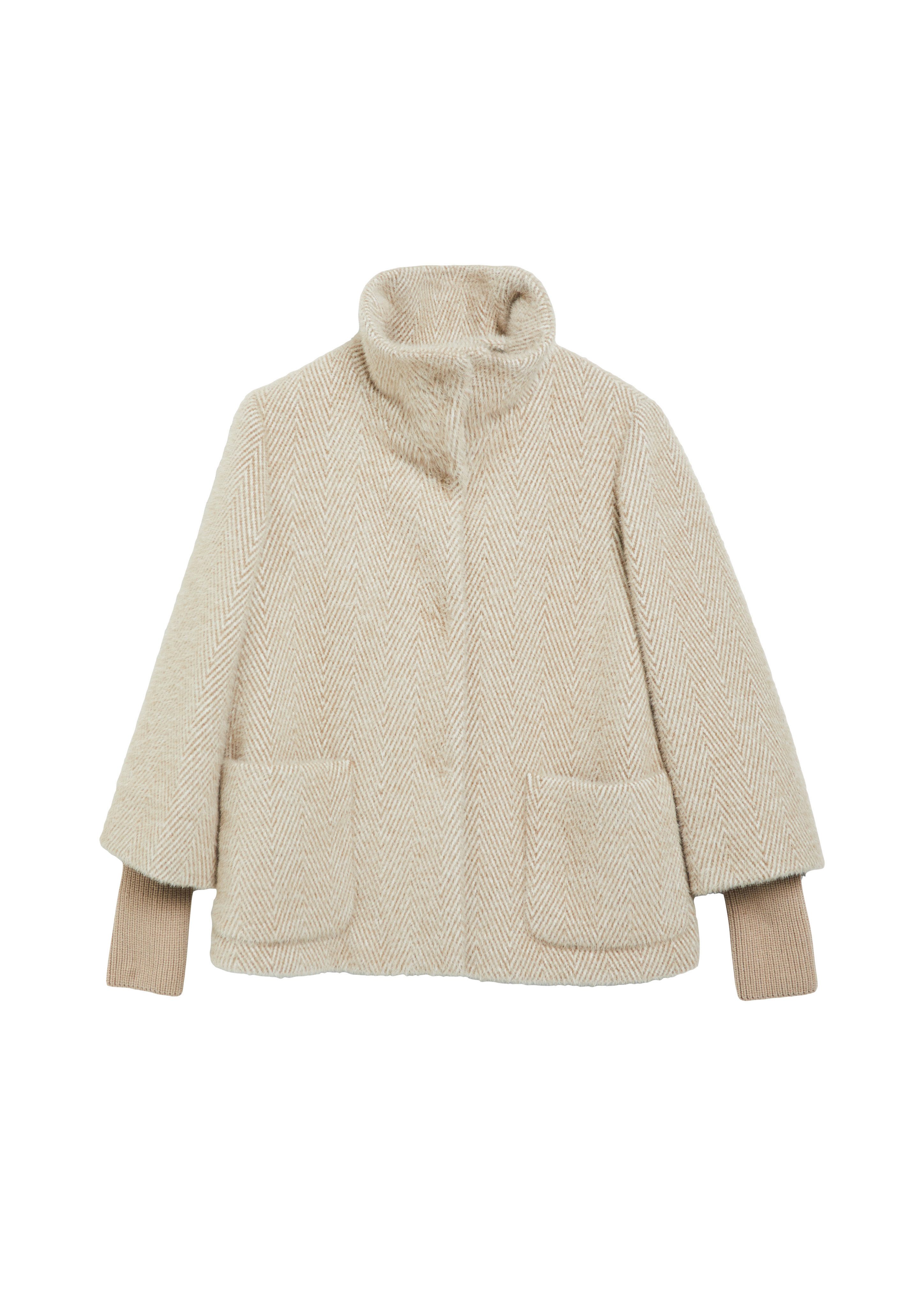 s.Oliver BLACK LABEL Outdoorjacke Regular Fit, Stehkragen, Rippbündchen an den Ärmeln
