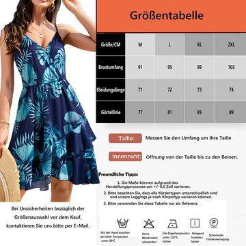 BlauWave A-Linien-Kleid Sommerkleid sexy,rückenfrei Verstellbaren Kleider (1-tlg., Spaghettiträger Rüschen Kleider) Geeignet für tägliche Reisen