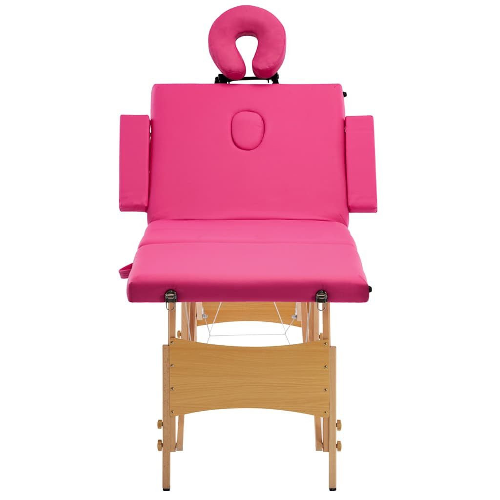 vidaXL Massageliege Massageliege Klappbar 4-Zonen mit Holzgestell Rosa
