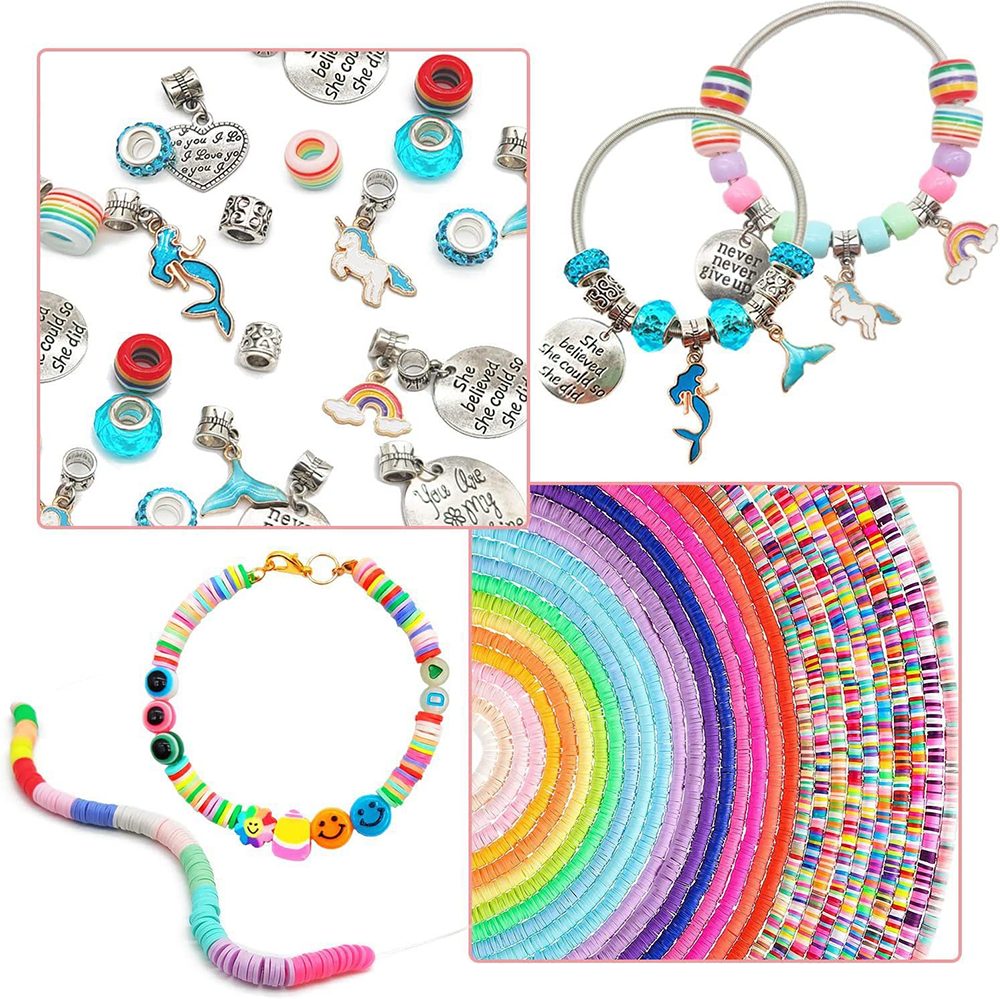 CLTYQ Ketten und Armband Set Schmuck-Bastelset mit Anhängern, Einhorn-/Meerjungfrau-Handwerksset (3400-tlg), Geburtstags- und Weihnachtsgeschenke für Mädchen ab – Bild 5 von 5
