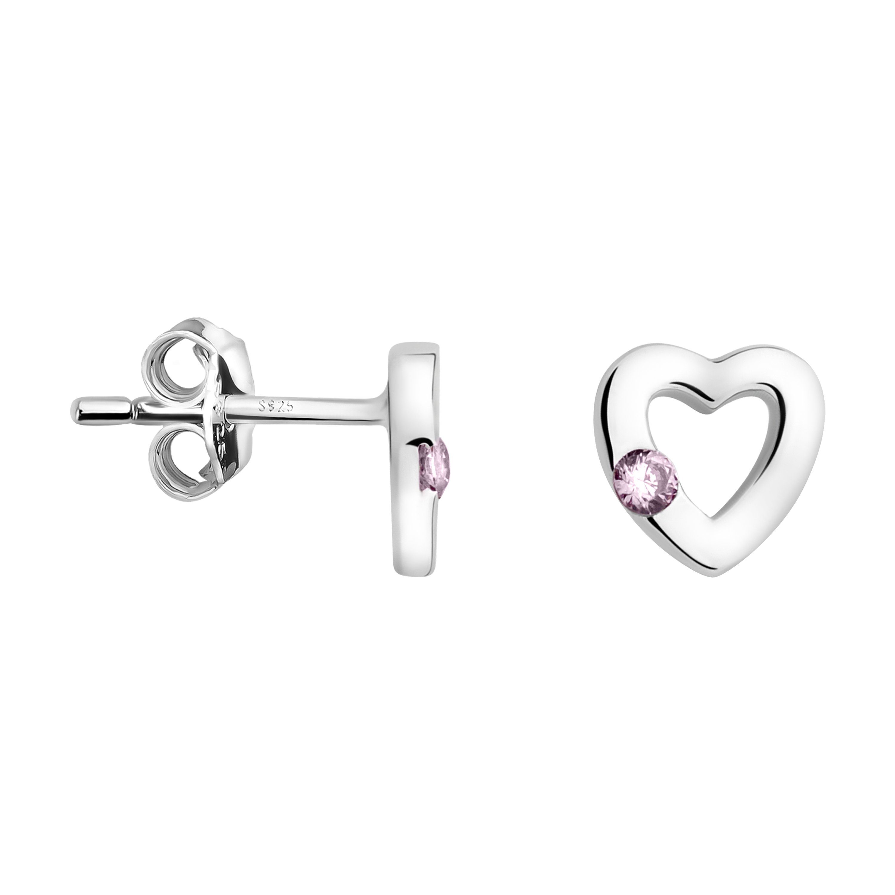 Sofia Milani Paar Ohrstecker Herz, 925 Silber Damen Schmuck - E0358