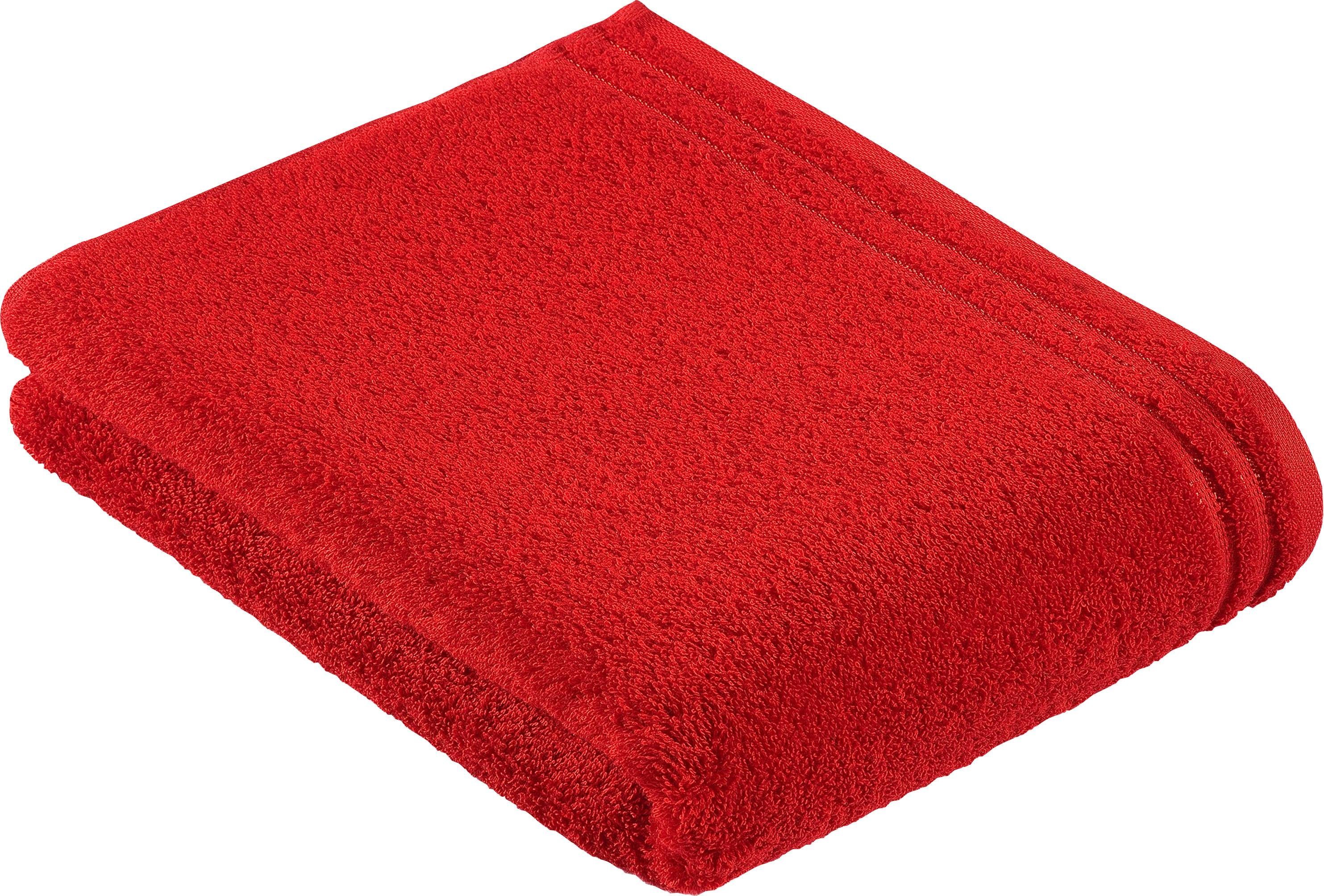 einfarbig Handtuch aus Baumwolle, mit (1-St), Vossen Feeling, schmaler 100% Calypso Bordüre Vegan, Walkfrottee purpur