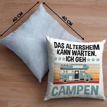 Trendation Dekokissen Trendation - Camping Geschenk Opa Oma Campen Kissen mit Füllung 40x40 cm Wohnmobil Geschenkidee Rentner Camper Lustig