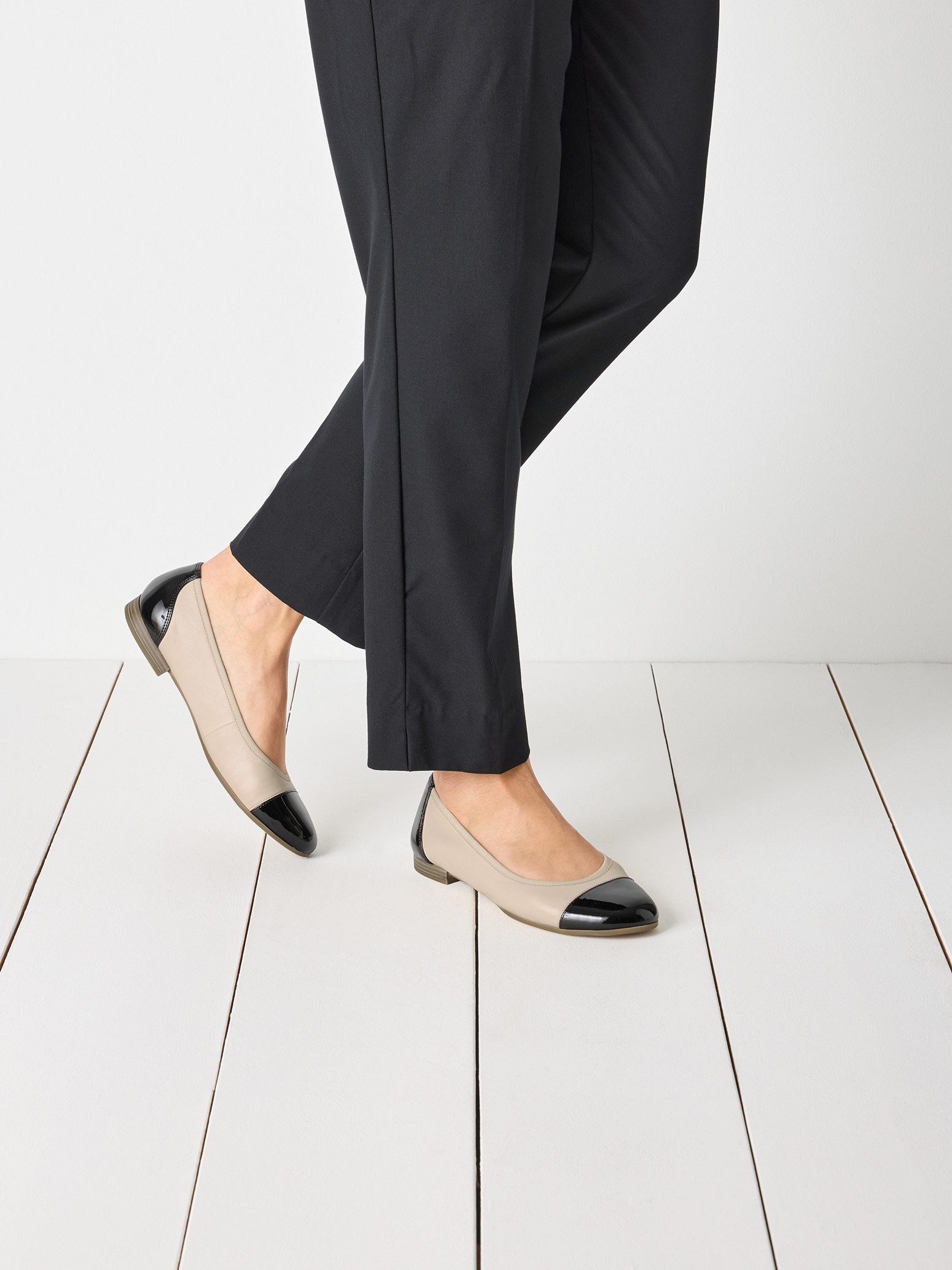 Tamaris Ballerina, Blockabsatz, Businessschuh, Schlupfschuh mit Elastikeinfass