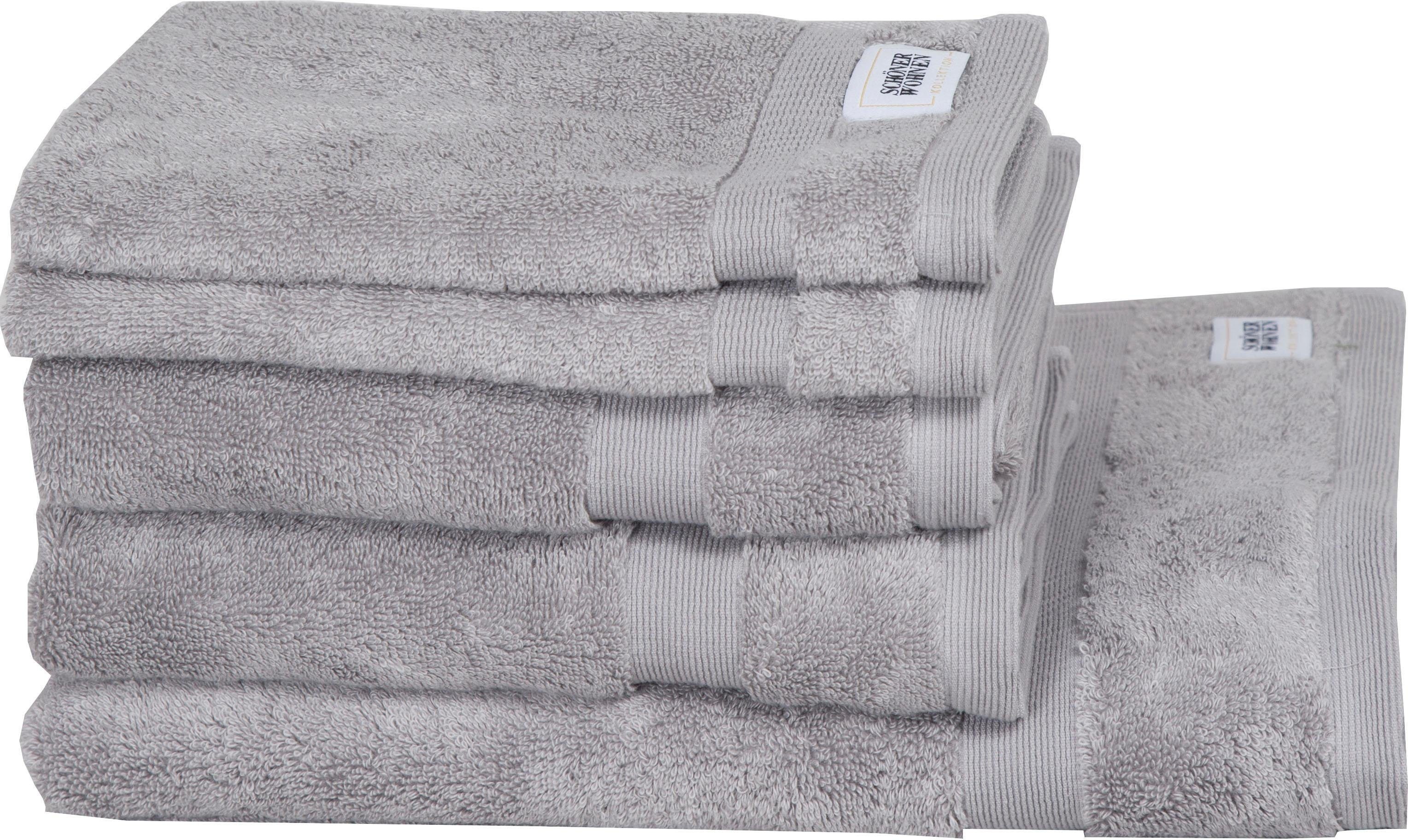 schnell grau Cuddly, Handtuch trocknende 5-tlg), SCHÖNER Airtouch-Qualität Frotteevelours, Set (Set, WOHNEN-Kollektion