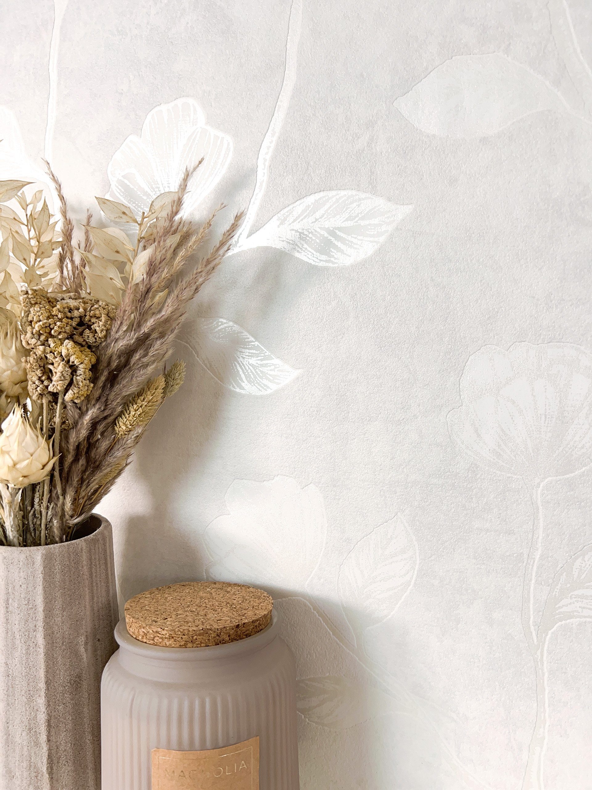 Newroom Vliestapete, Weiß Tapete Floral Blumen günstig online kaufen