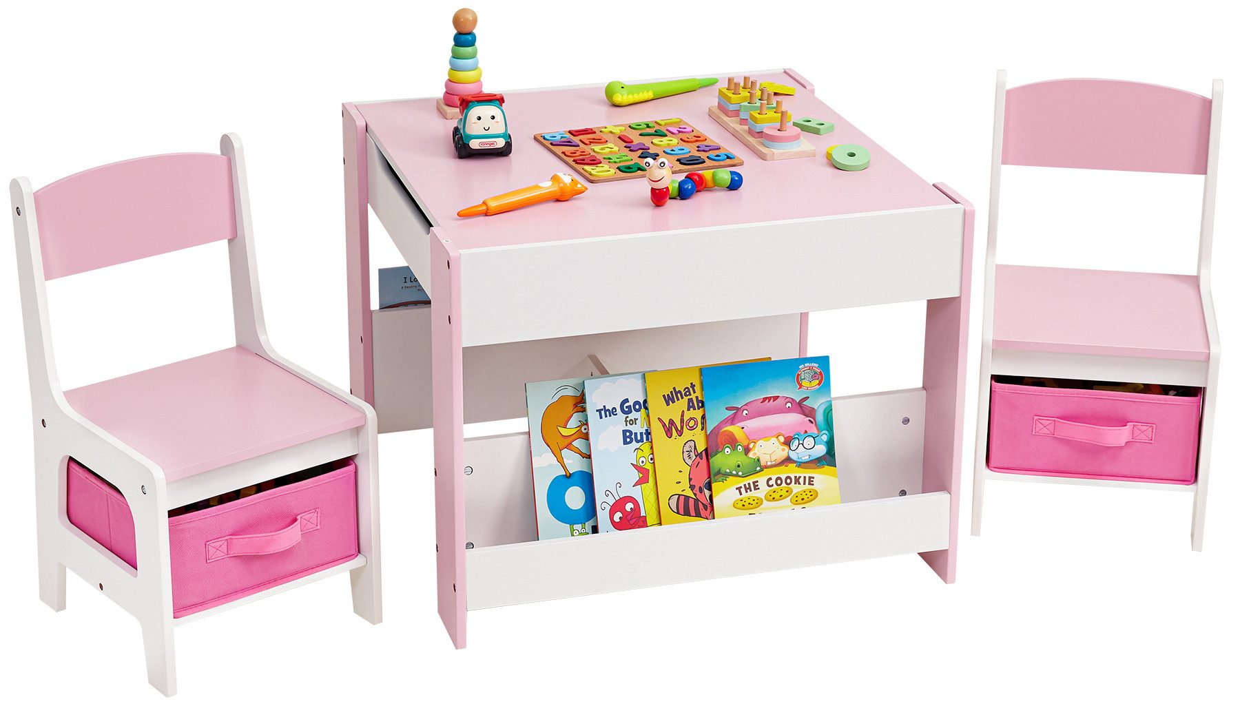 Yorbay Kindersitzgruppe Kindertisch mit Stauraum, Maltisch günstig online kaufen