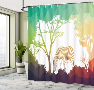 Abakuhaus Duschvorhang Moderner Digitaldruck mit 12 Haken auf Stoff Wasser Resistent Breite 175 cm, Höhe 180 cm, Safari Vivid Safari Zebras