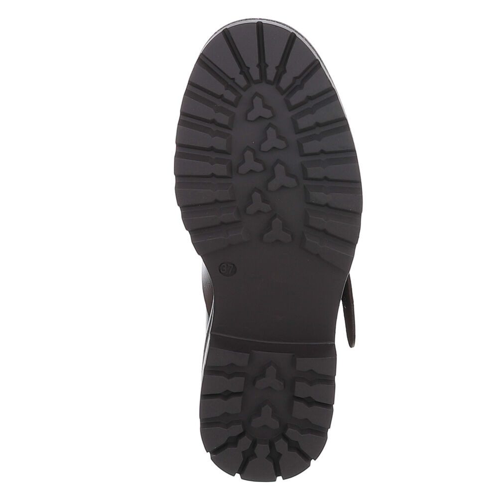 Ital-Design Hochwertige Damenstiefel mit Schnallen und Reißverschluss Plateaustiefel (90471367) Blockabsatz Stiefel in Schwarz