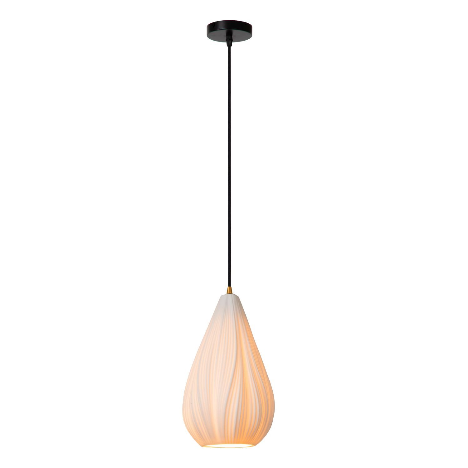 Licht-Erlebnisse Pendelleuchte OZIA, ohne Leuchtmittel, Porzellan Metall H: max. 163 cm rund Ø 18.3 cm Schwarz Weiß E27