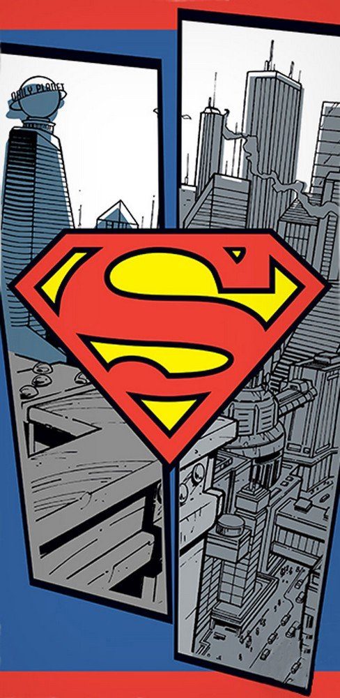 Urlaub Badetuch Kinder Superman 140cm x Logo Handtuch 70 Strandtuch Superhelden Superman Badetuch