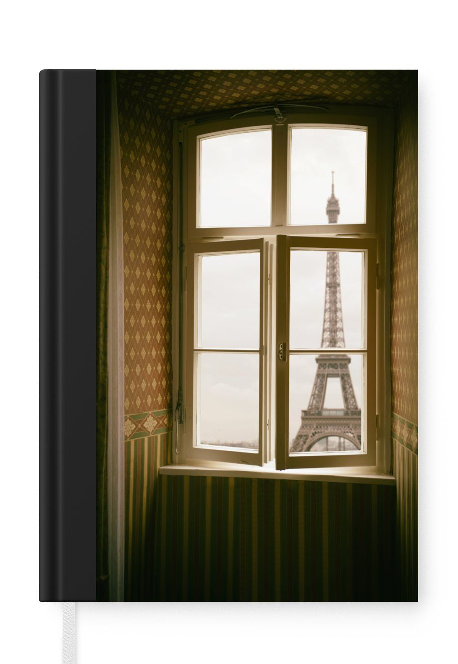 MuchoWow Notizbuch Blick auf den Eiffelturm in Paris, Journal, Merkzettel, Tagebuch, Notizheft, A5, 98 Seiten, Haushaltsbuch