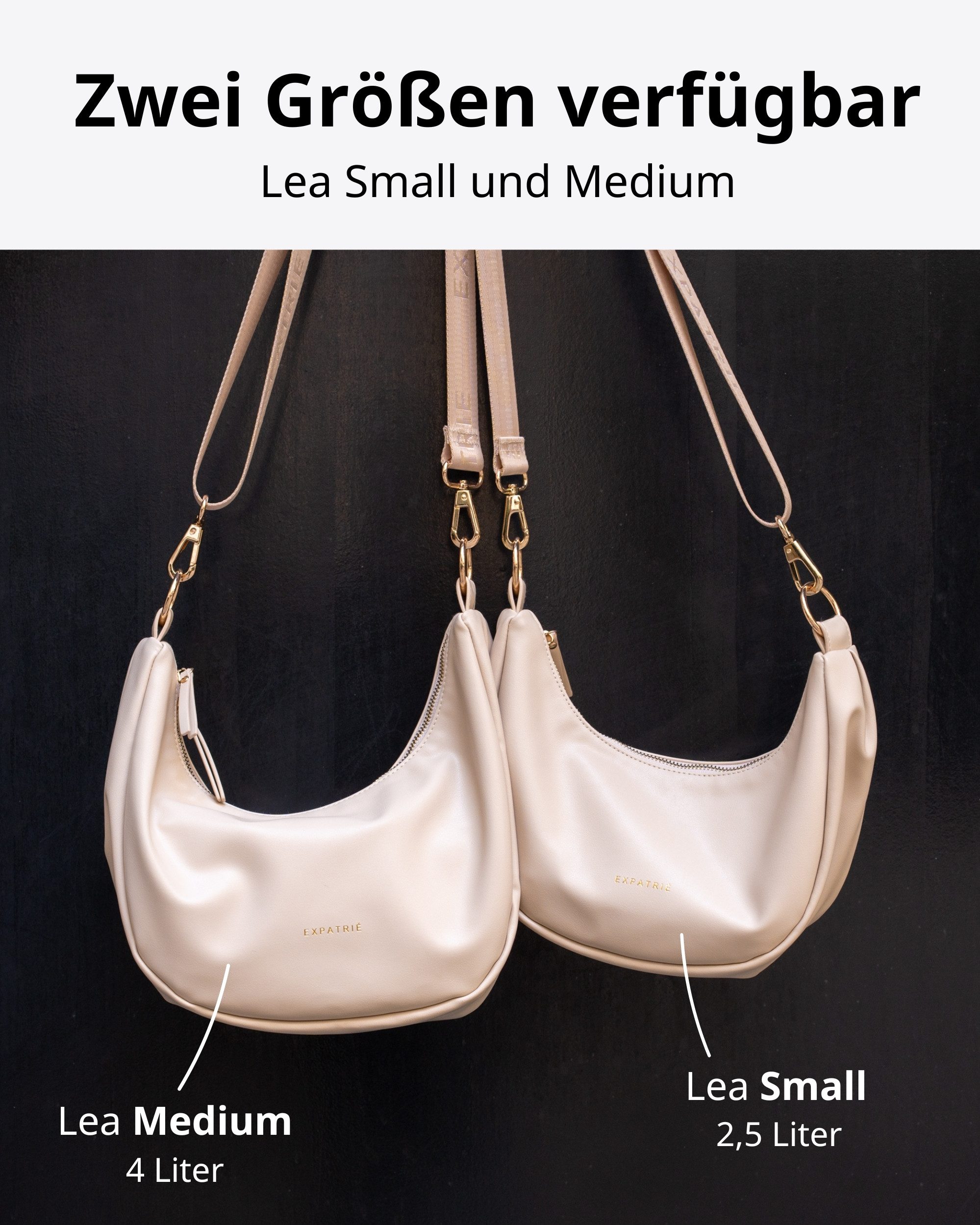 Expatrié Umhängetasche Lea Medium Half Moon Bag Schultertasche, Elegante Crossbody Bag in Halbmond Form, Wasserabweisend