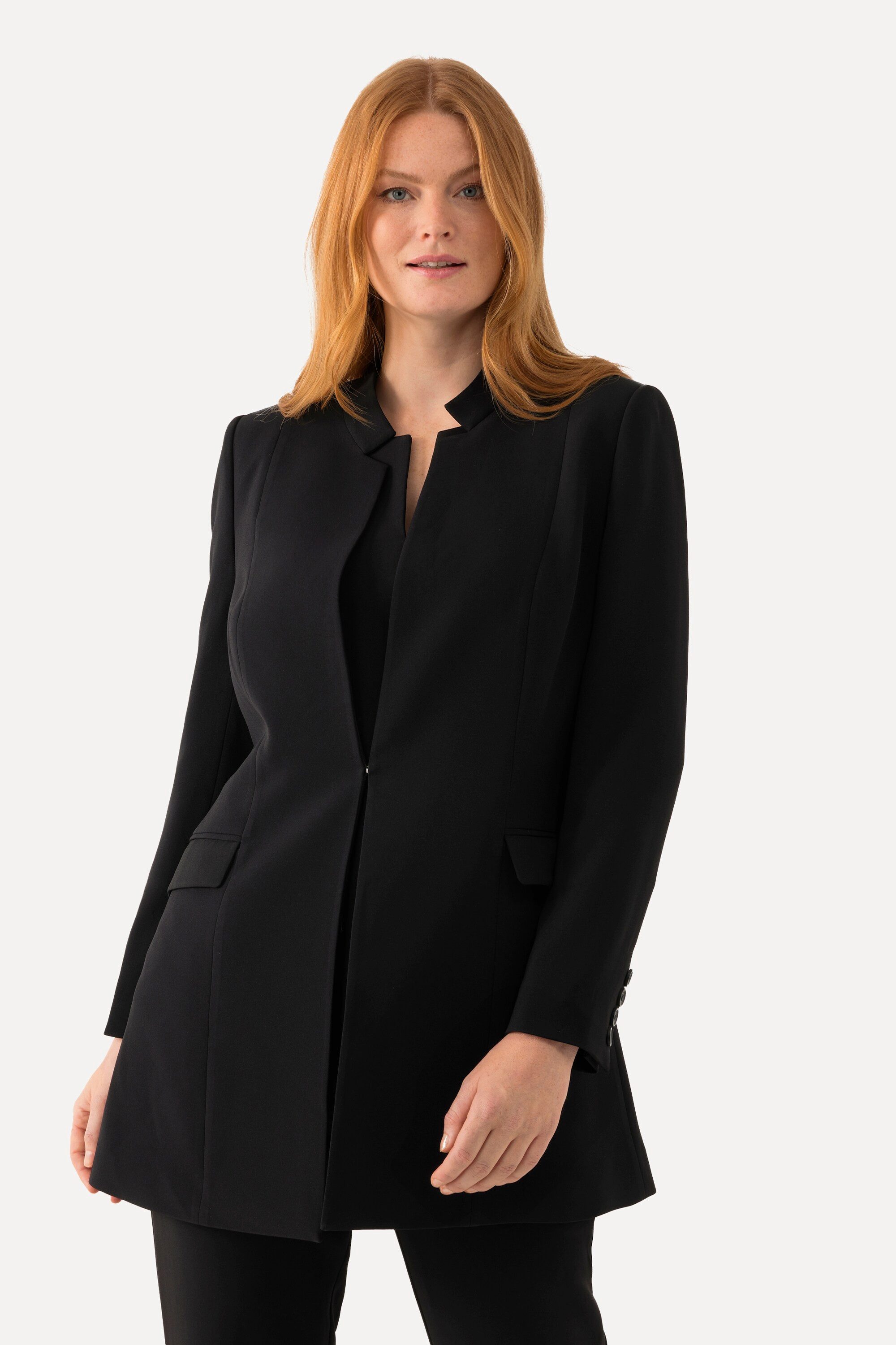 Ulla Popken Sommerjacke Acetat-Blazerjacke Stehkragen Hakenverschluss günstig online kaufen