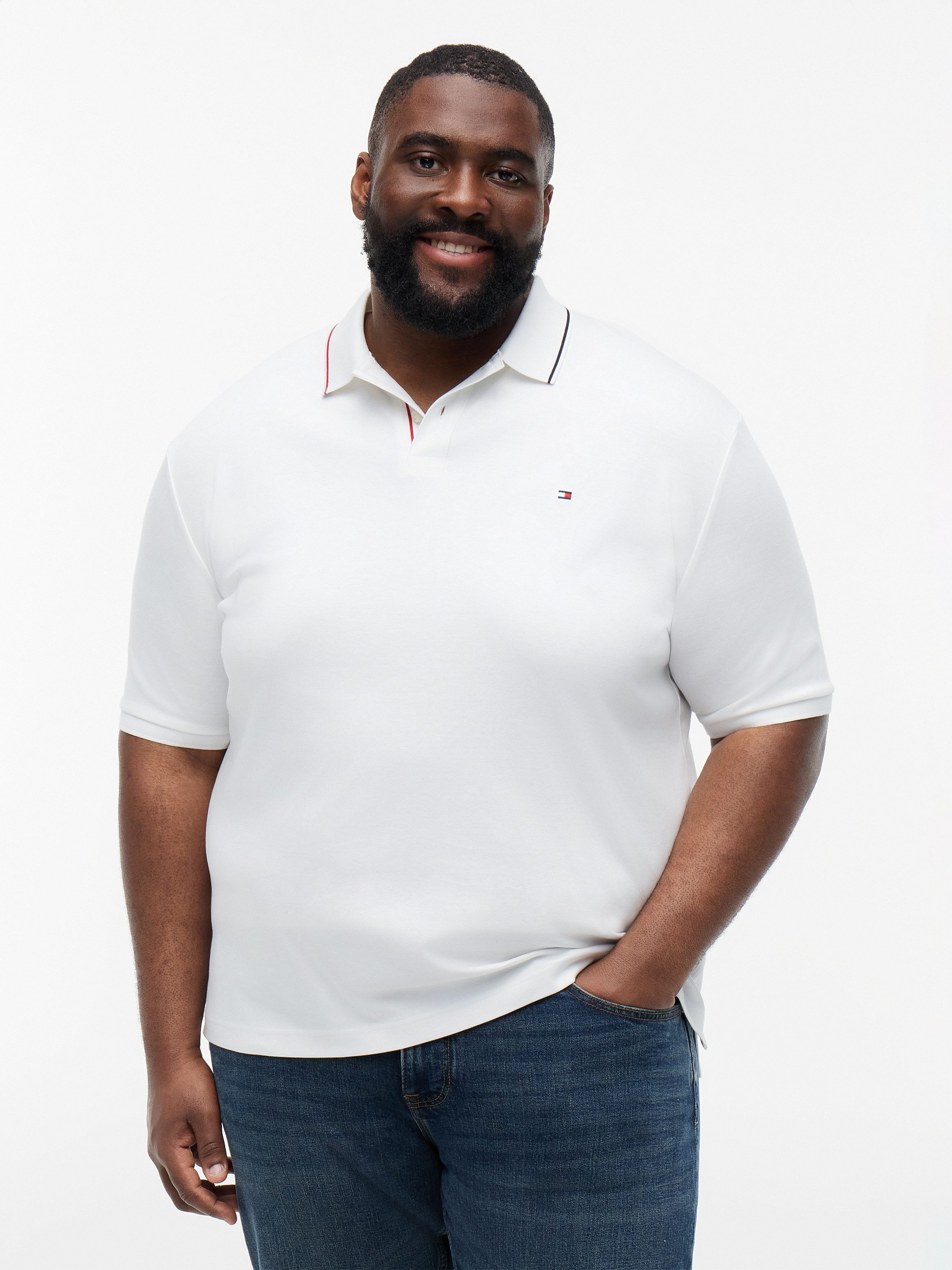 Tommy Hilfiger Big & Tall Poloshirt BT-LIQUID COTTON TIPPED SLIM-B aus Baumwolle