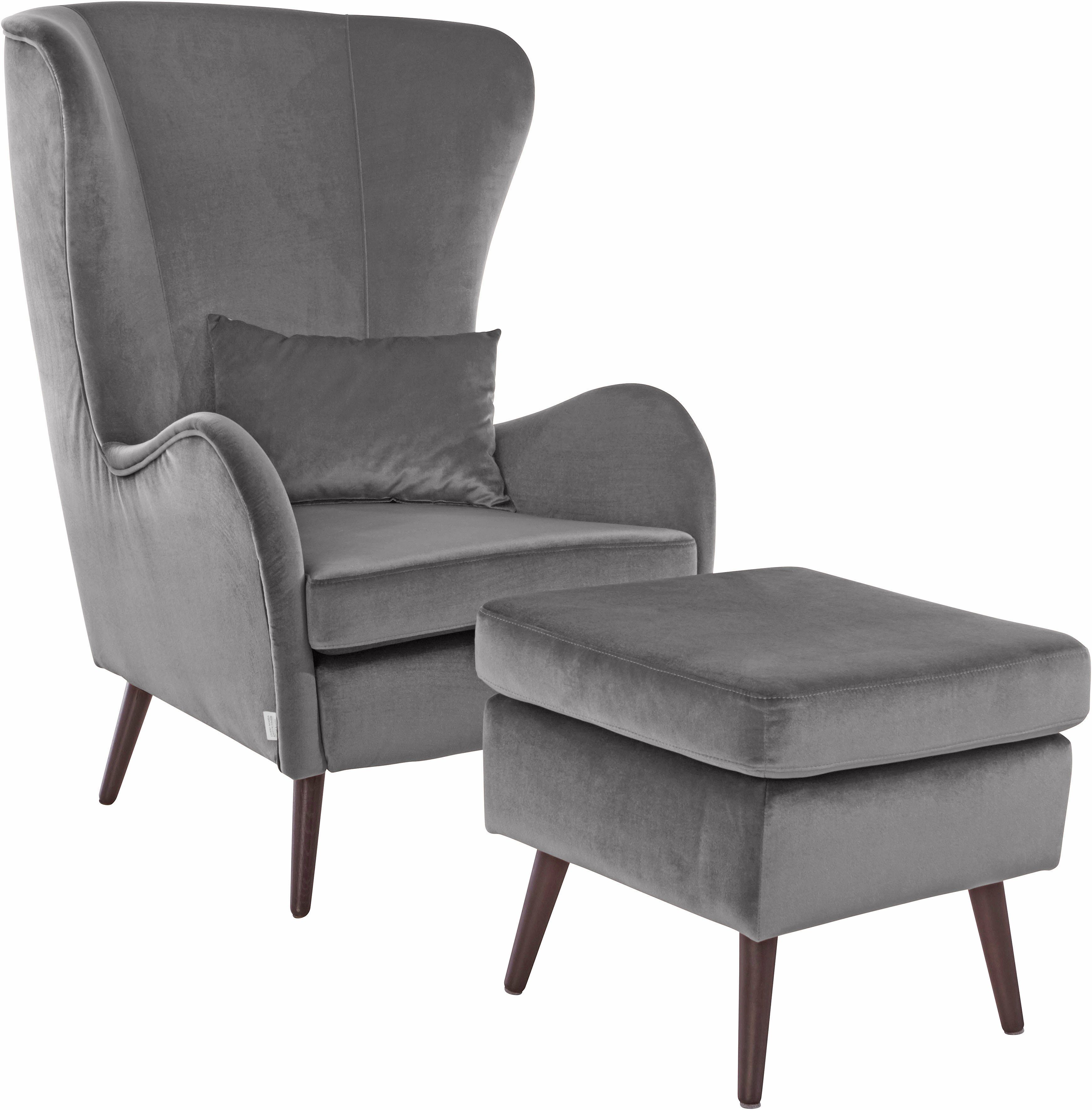 Home affaire Sessel Sallito, TV-Sessel, Ohrensessel mit, Hocker, in vielen Bezugsqualitäten, auch in Samtcord