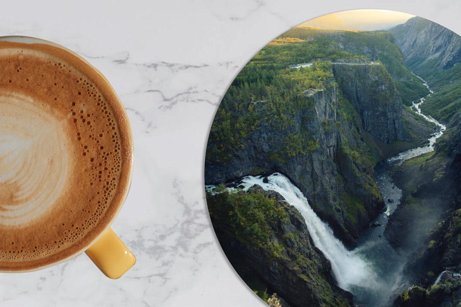 Tassenuntersetzer, Gläser, Glasuntersetzer Becher 6-tlg., Tasse, für Zubehör Korkuntersetzer, MuchoWow Getränkeuntersetzer, Wasserfall in Norwegen,