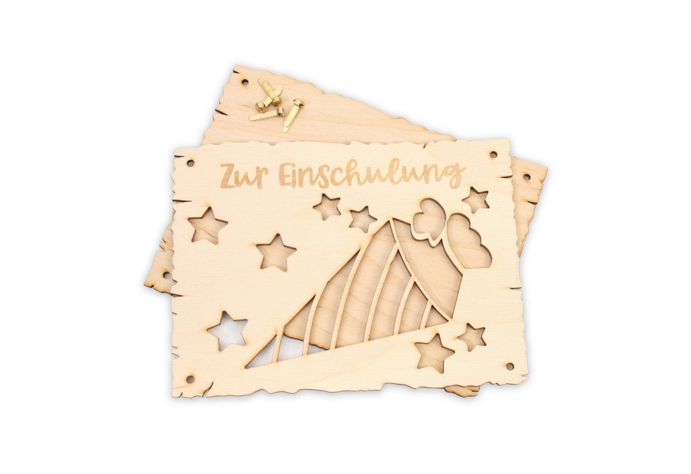 Thumbnail - Kreative Feder Glückwunschkarte „Glückwunsch zur Einschulung“ - Glückwunsch-Karte aus Holz, Geschenk-Karte für Geldgesch...