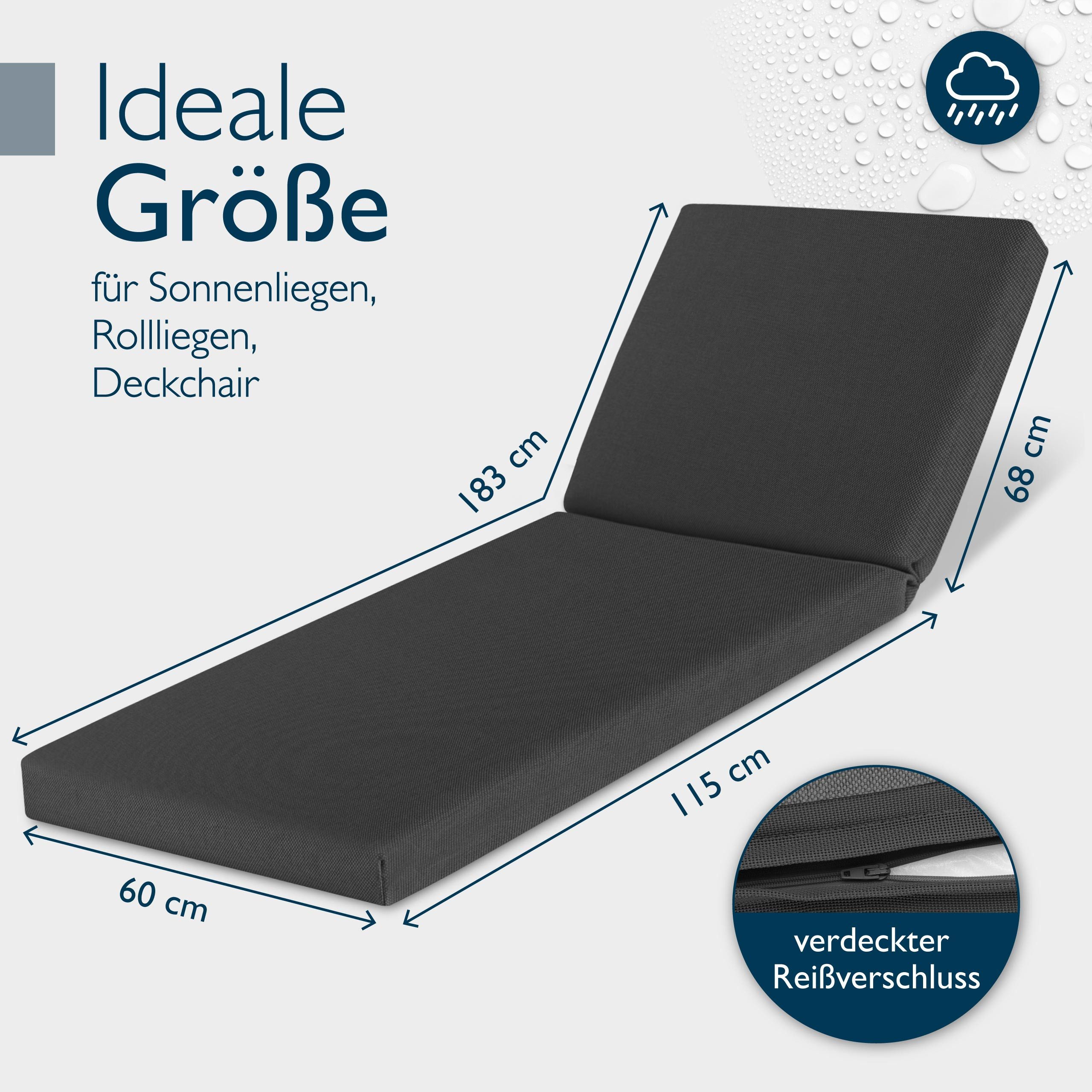 Beautissu Liegenauflage 2er Set Deckchair Auflagen Wasserdicht QD-RL, 190x6 günstig online kaufen
