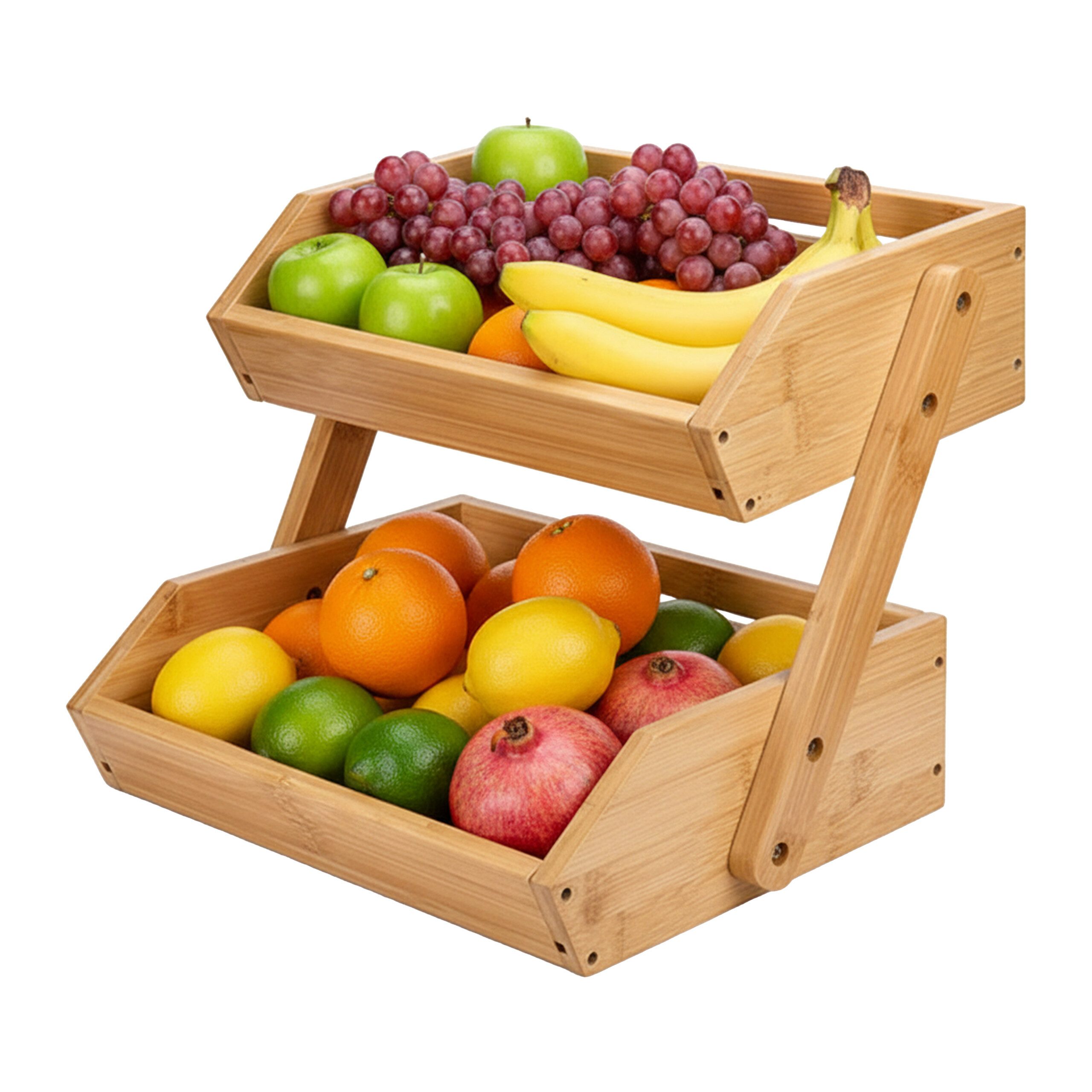 relaxdays Obstschale Obst Etagere Bambus 2 Etagen, Bambus