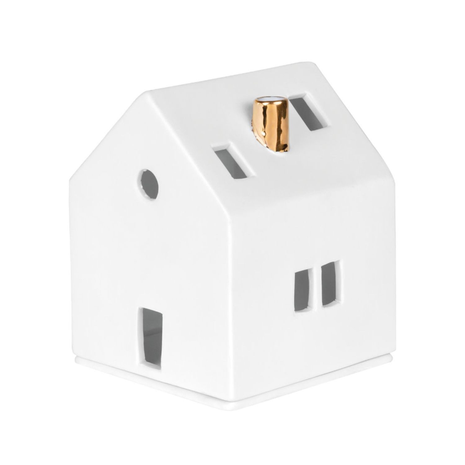 Räder Design Teelichthalter Lichthaus mit goldenem Schornstein