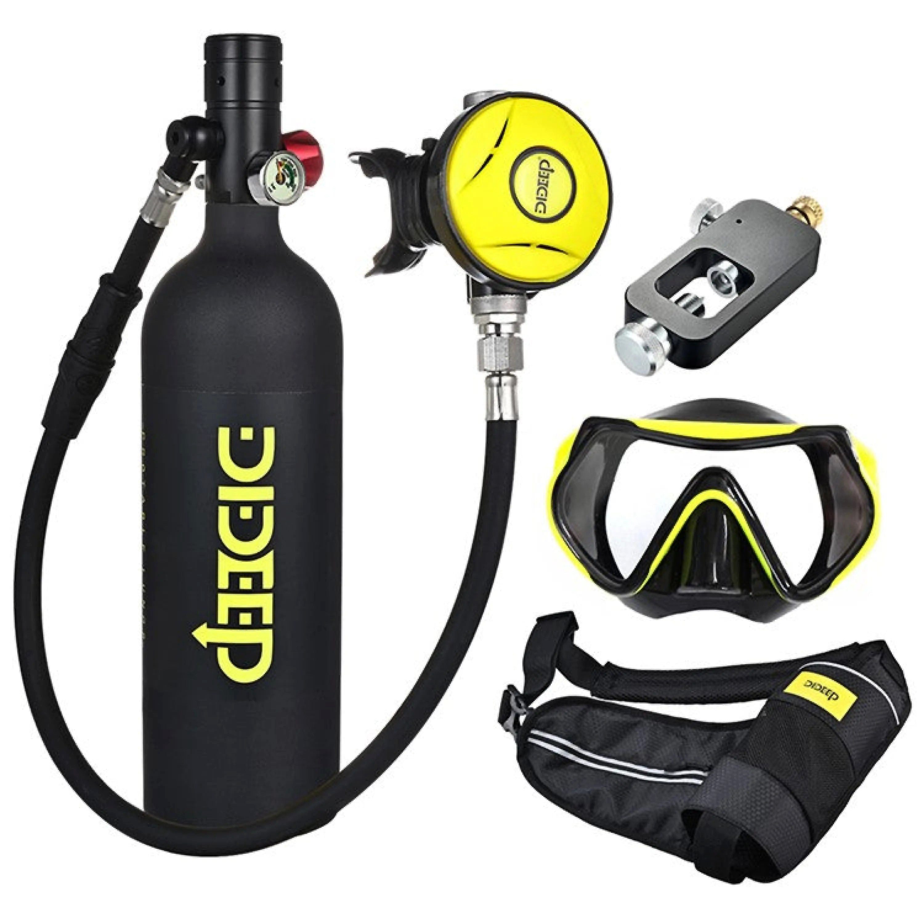 Sport-Knight® Tauchset Mini-Tauchgerät 1L, verschiedene Sets wählbar, Tauchmaske Tauchflasche