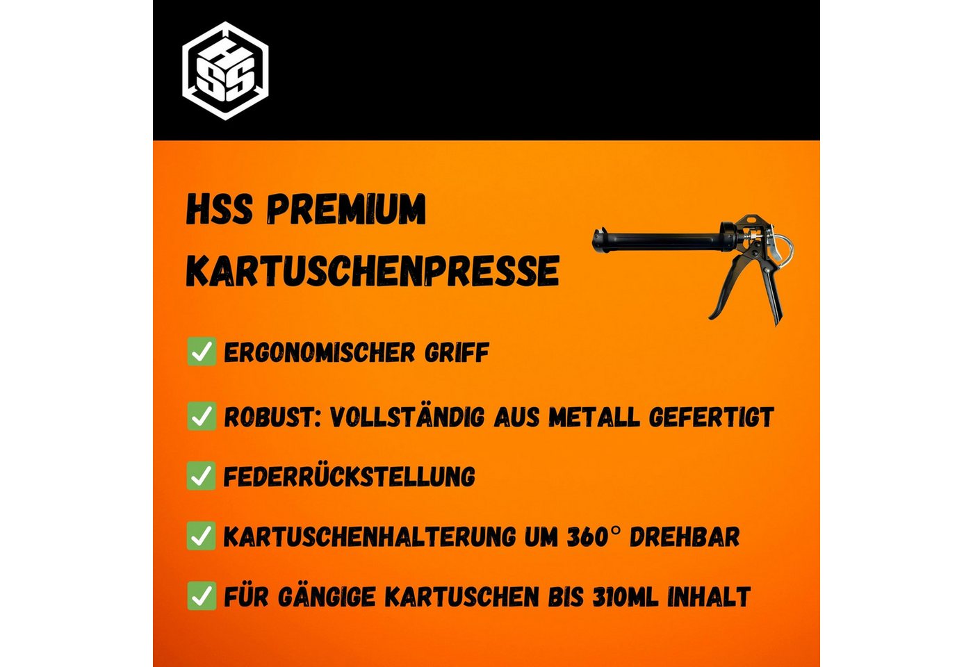 Thumbnail - Hanse Syntec Systems Kartuschenpistole Kartuschenpresse, hohe Übersetzung, robust, aus Metall, schwarz, 310 ml, (1-tlg)