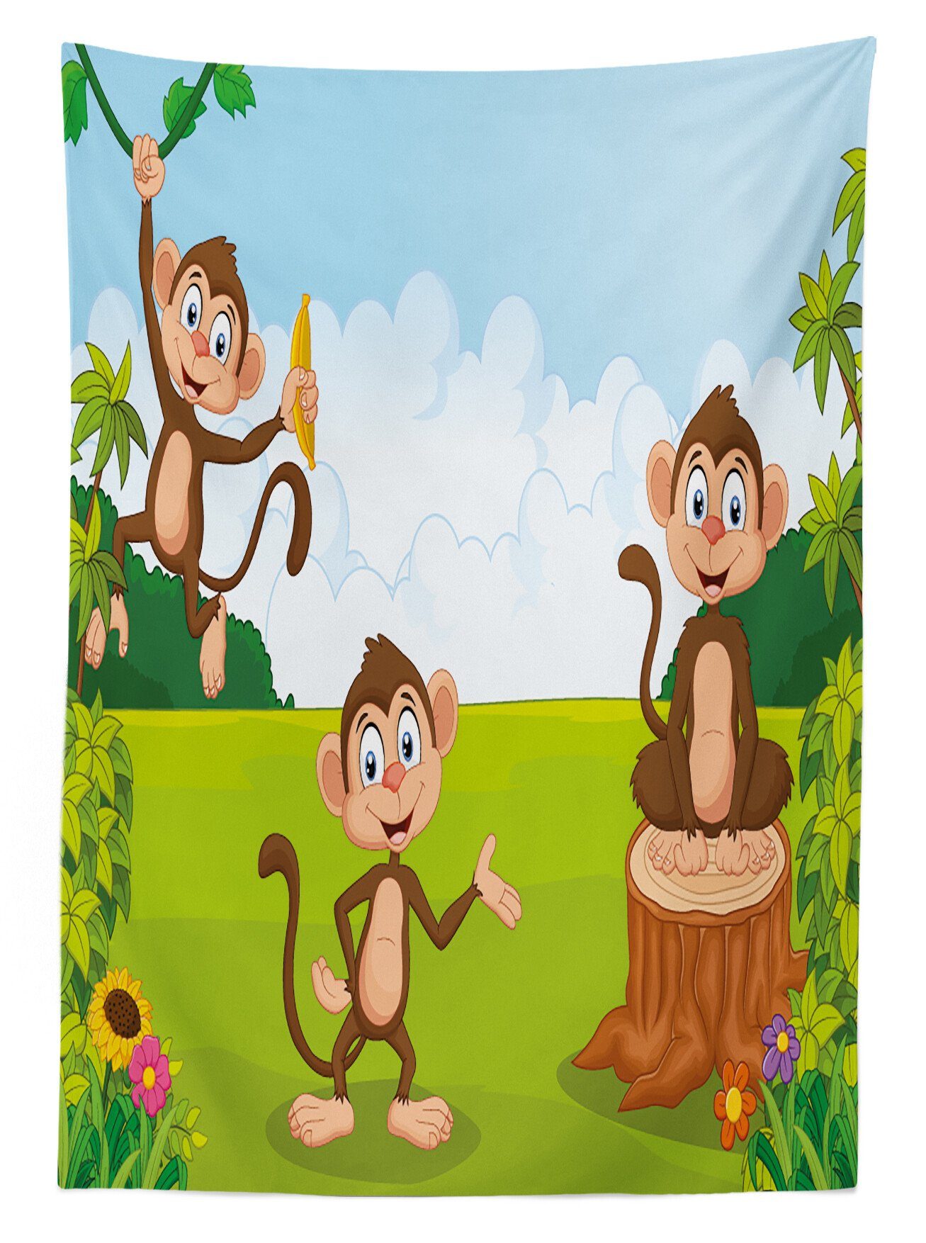 Monkeys den geeignet Klare Farben, 3 Tischdecke Außen Kindergarten Farbfest Safari Für Abakuhaus Waschbar Bereich