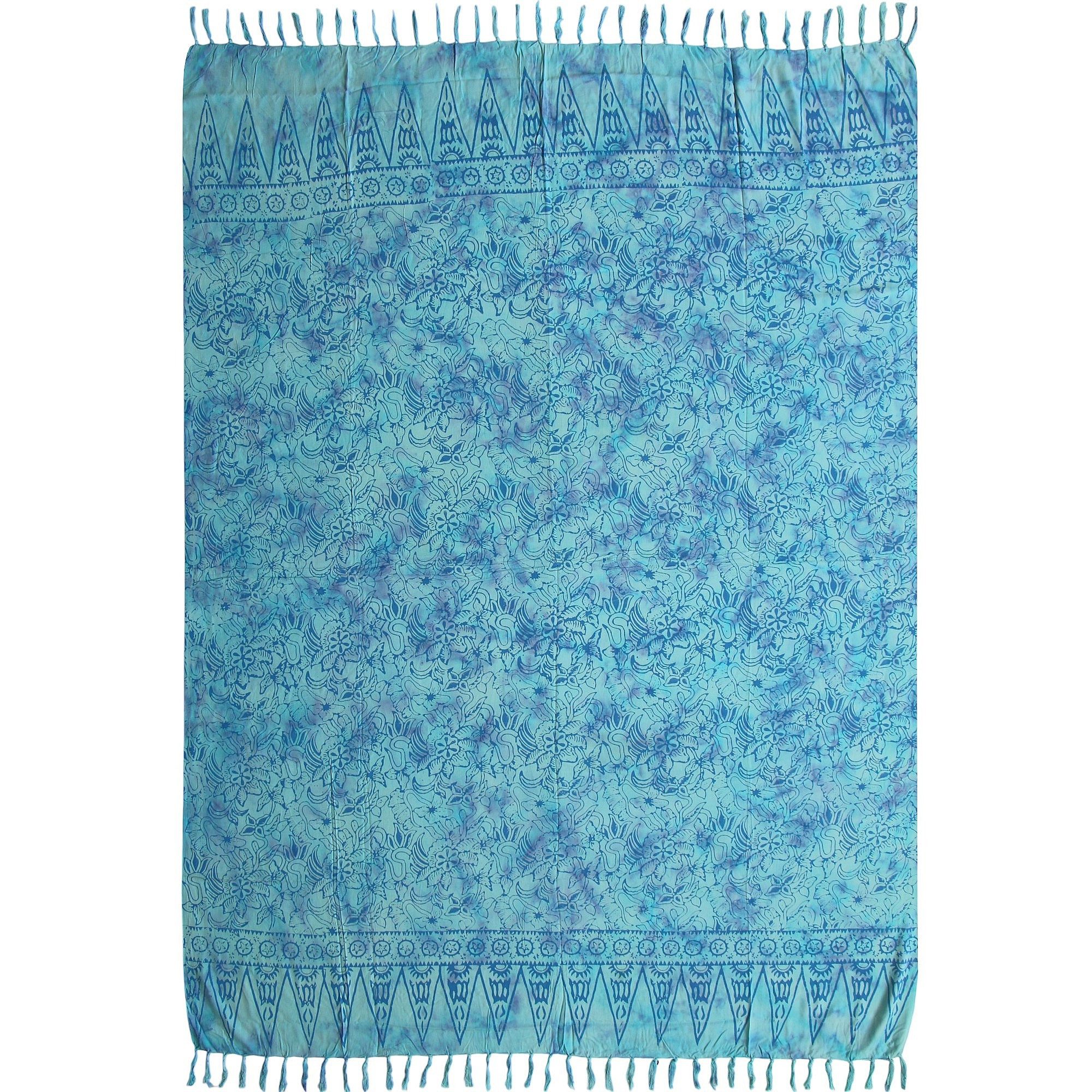 Wogeka Sarong blickdichter Sarong blau als Strandtuch Strandkleid Wickelrock