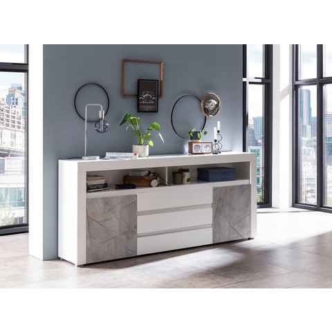 Home affaire Sideboard Stone Marble, mit einem edlen Marmor-Optik Dekor, Breite 200 cm