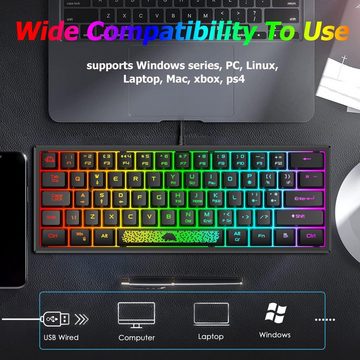 LexonElec RGB Regenbogen LED Tastatur- und Maus-Set, QWERTY Layout mechanische Gefühl Ergonomische, Wasserdicht