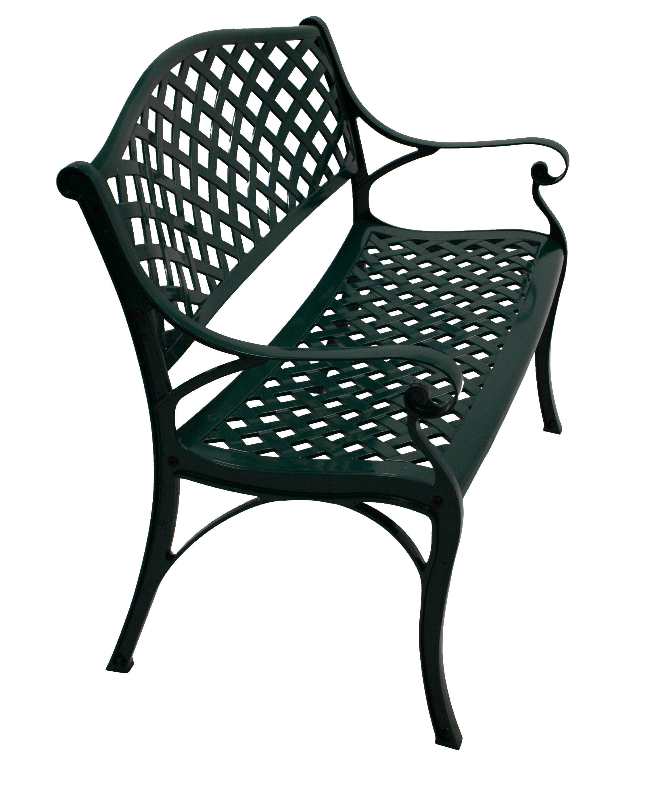 DEGAMO Gartenbank OXFORD (1-St), Stilvolle Gartenbank aus wetterfestem Aluminiumguss, DUNKELGRÜN