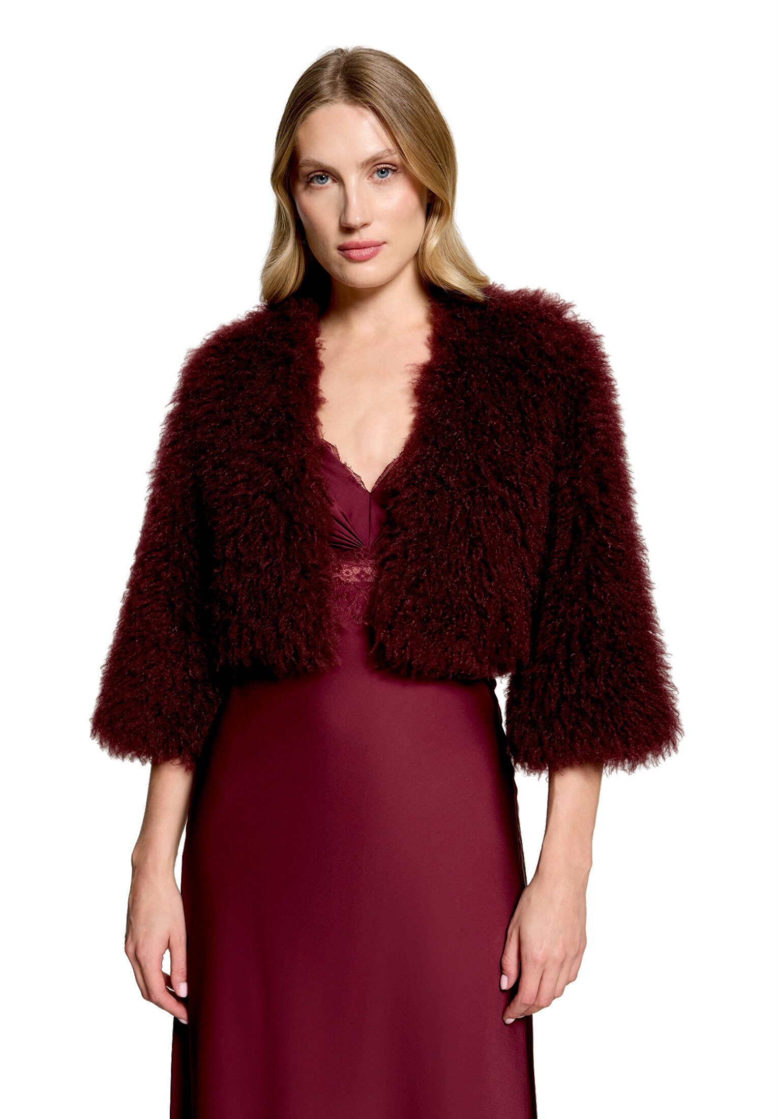 Vera Mont Fellimitatjacke Damen mit Rundhalsausschnitt