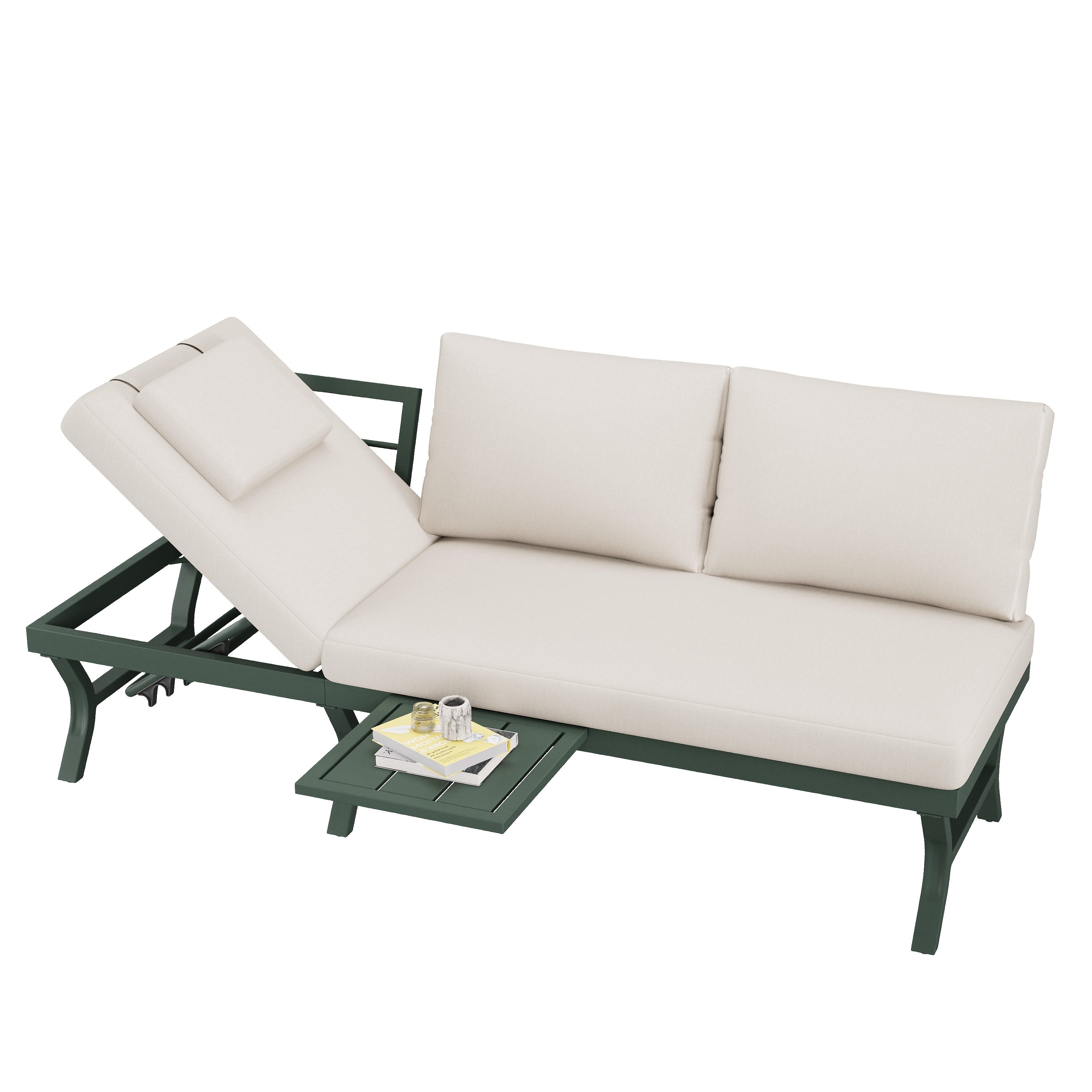 Merax Gartenlounge-Set Outdoorsofa mit mit 5-Stufen verstellbarer Rückenlehne, (1-tlg), 3-Sitzer Sitzgruppe Gartenmöbel-Set Balkonset mit Beistelltisch,Kissen
