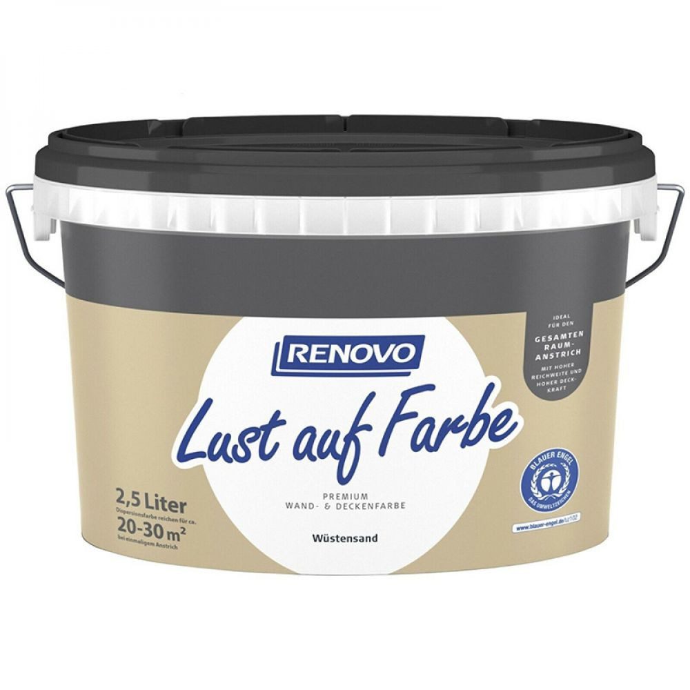 Renovo Wandfarbe Renovo Wand-und Deckenfarbe Lust auf Farbe matt 2,5 Ltr. Wüstensand