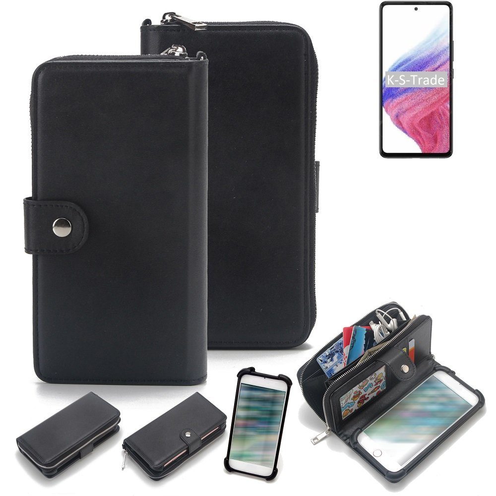 K-S-Trade Handyhülle für Samsung Galaxy A53 5G, 2in1 Handyhülle Schutzhülle & Portemonnee Cover Handy Hülle